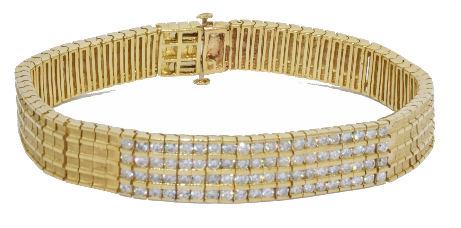 14K Yellow Gold 8'' Diamond Bracelet Channel Set Style 3.20 ct