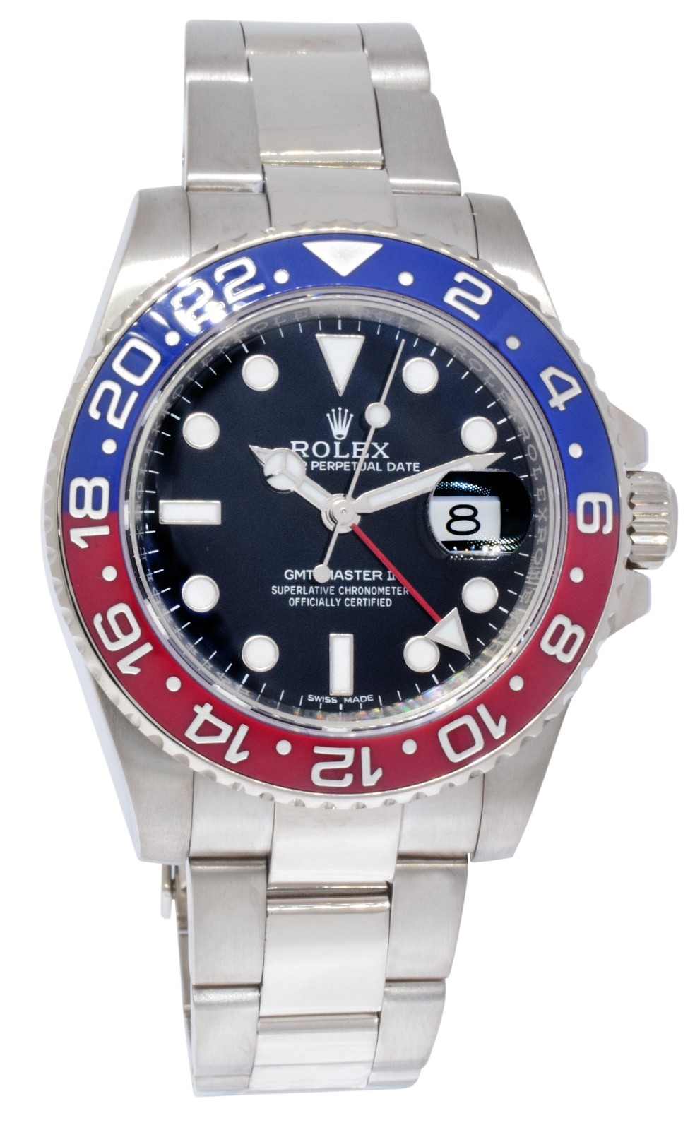 Rolex GMT-Master II 18k White Gold Ceramic "Pepsi" Watch B/P 116719