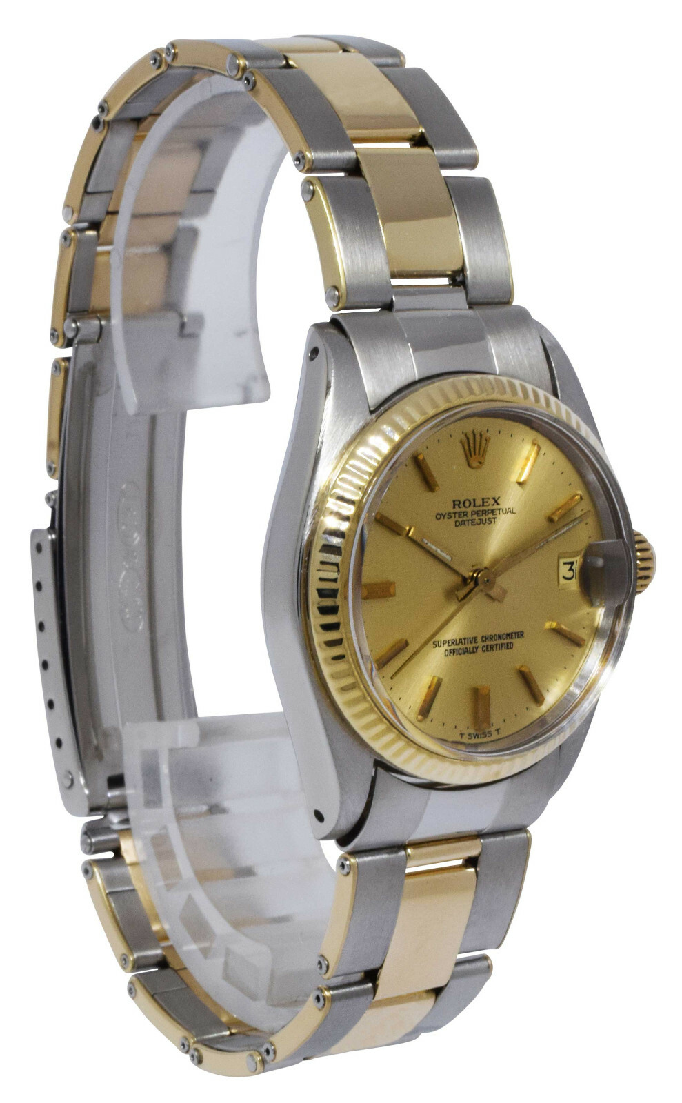 Rolex Datejust 14k Yellow Gold/Steel Champagne Dial Rivet Ladies 31mm Watch 6827