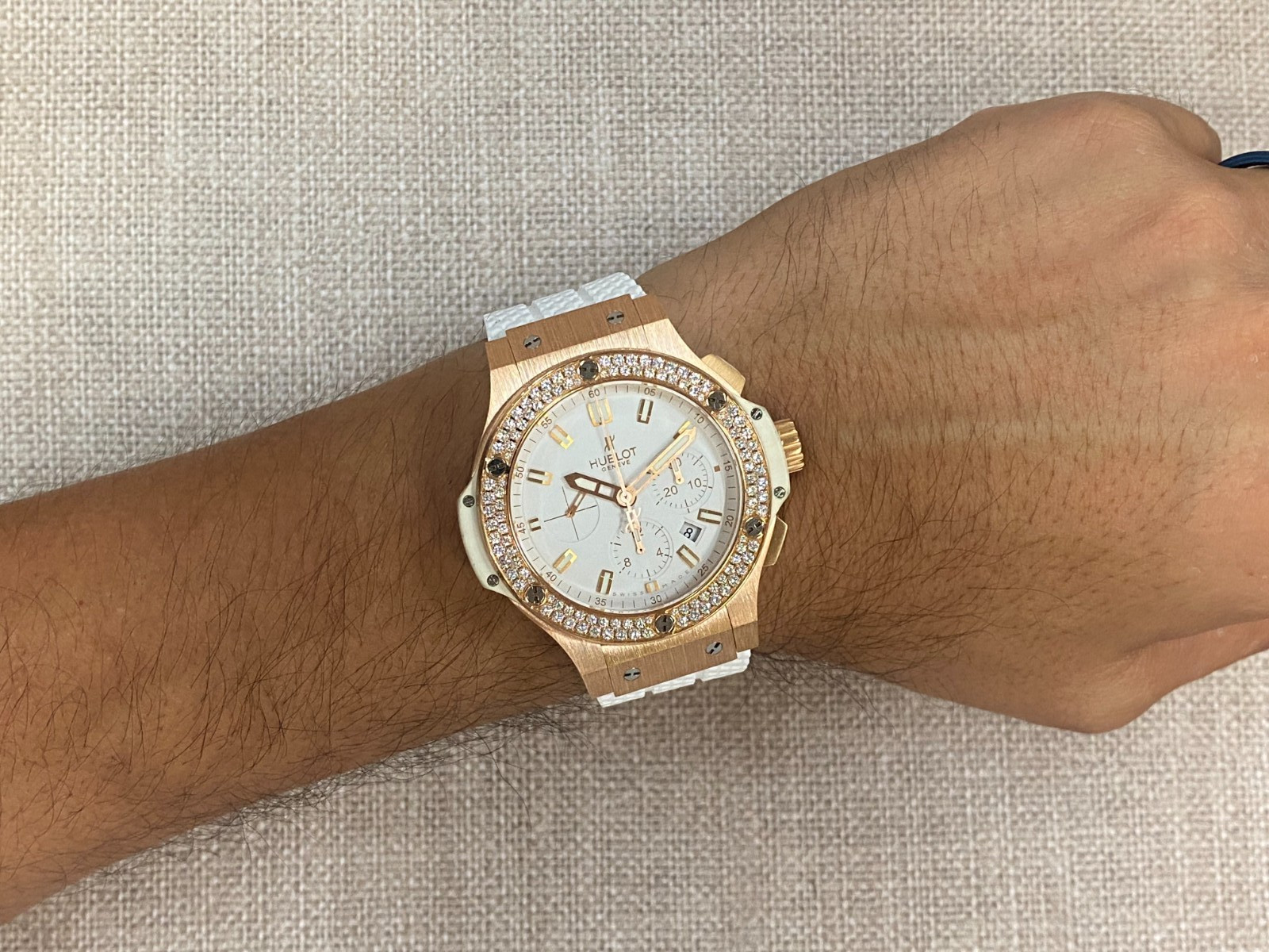Hublot Big Bang White 18k Rose Gold & Diamond 44mm Watch 301.PE.2180.RW.1104