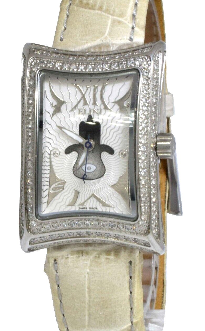 Elini Nazar Lucky Hand Hamsa Steel Diamond Ladies Quartz Watch on Leather Strap Elini Nazar Lucky Hand Hamsa Steel Diamond Ladies Quartz Watch on Leather Strap