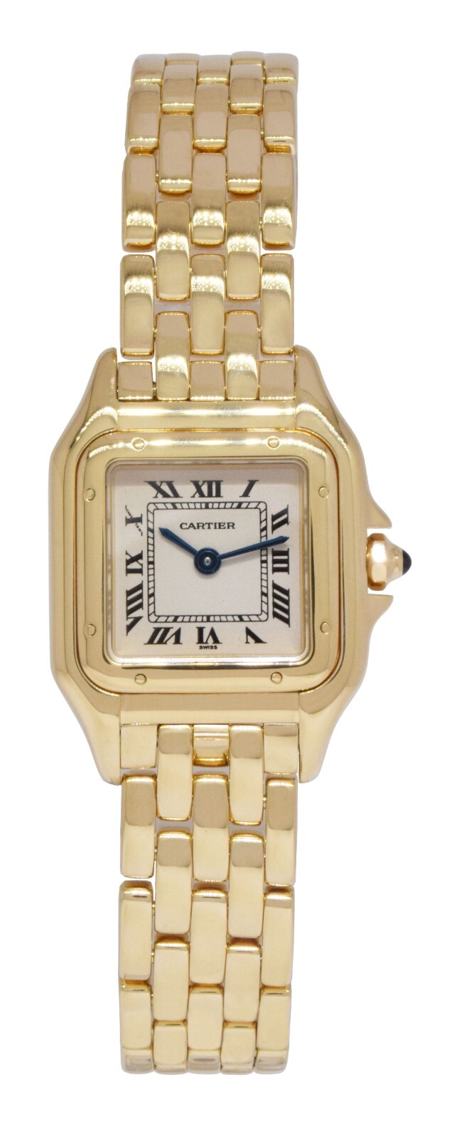 Cartier Panthere Small 18k Yellow Gold Silver Dial Ladies 22mm Quartz Watch