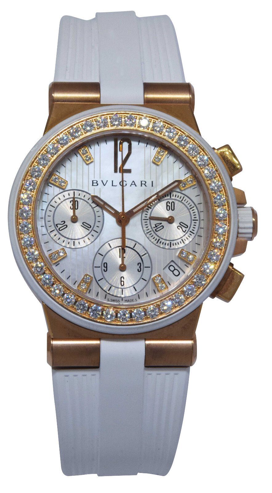 Bvlgari Diagono 18k Rose Gold & Diamond Ladies Automatic Watch B/P DGP35GVCH