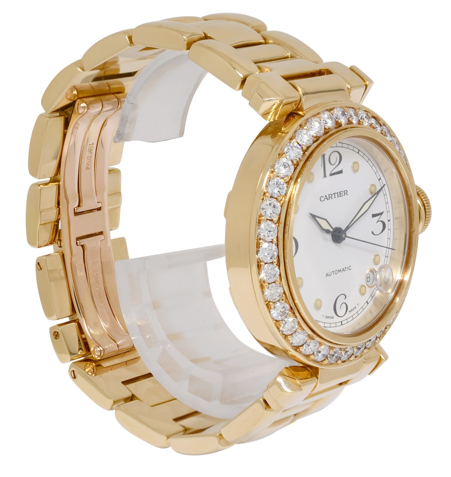 Cartier Pasha 18k Yellow Gold & Diamond Bezel Ladies 35mm Watch W30134H9 1035