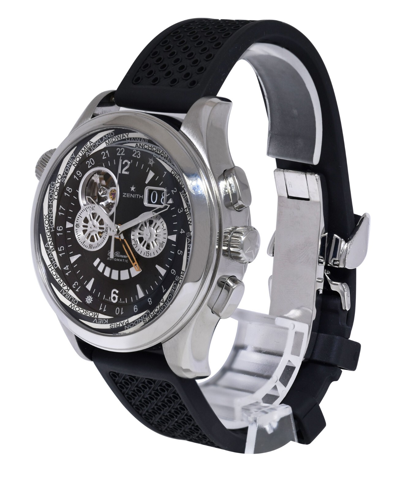 Zenith El Primero Grande Class Traveler Steel Open Multicity Watch 03.0520.4037