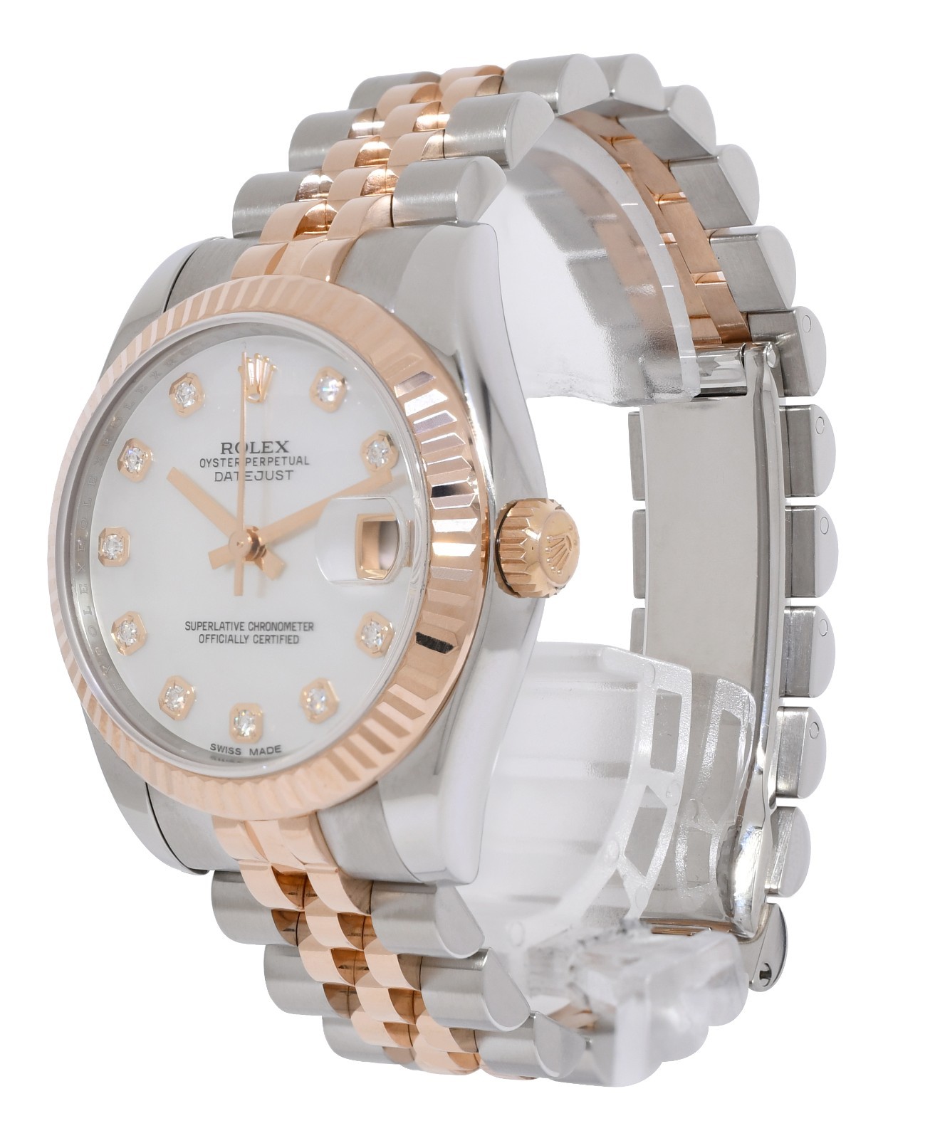 Rolex Datejust 18k Rose Gold/Steel MOP Diamond Dial Ladies 31mm Watch 178271
