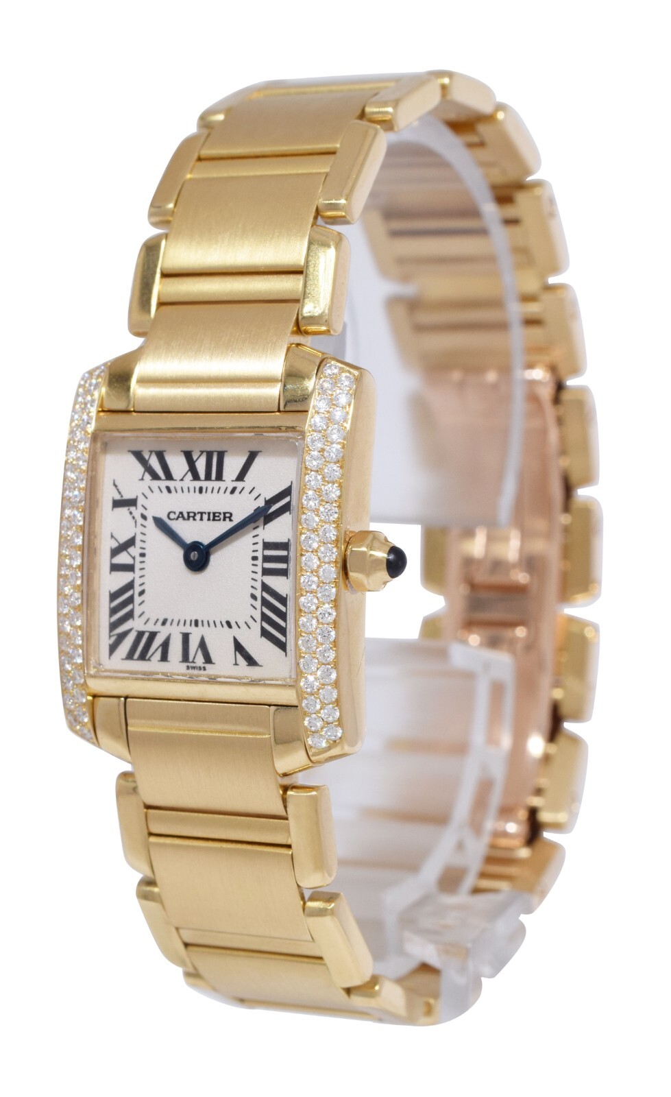 Cartier Tank Francaise Small 18k Yellow Gold & Diamond Bezel Ladies Watch 1820