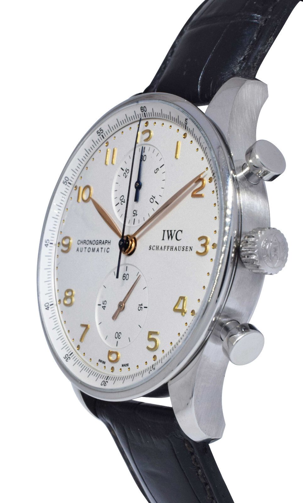 IWC Portuguese Chronograph 3714 Steel Silver Dial 41mm Watch B/P IW3714