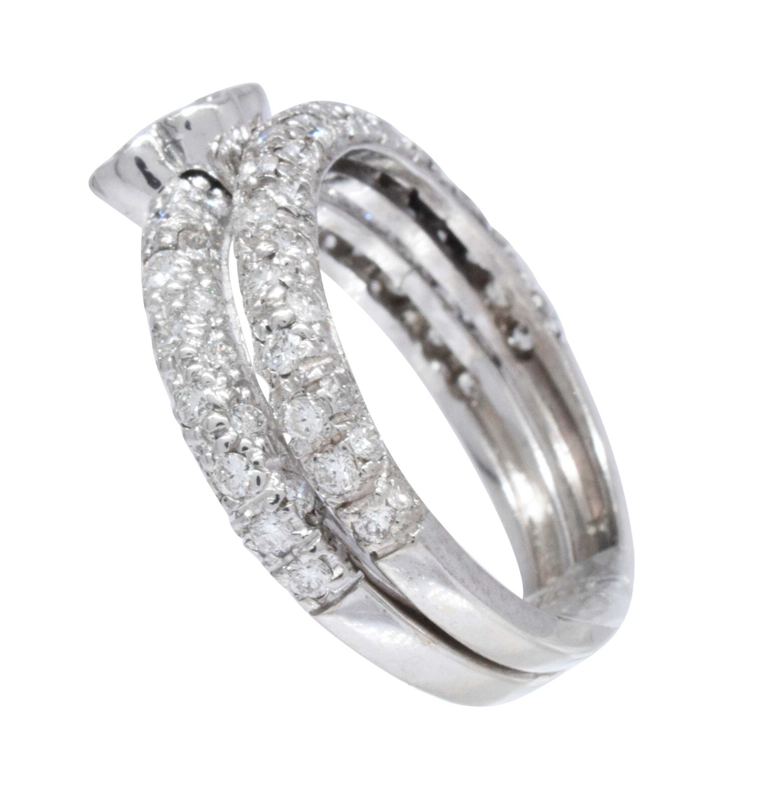 0.90 Carat Pave Diamond & 14k White Gold Ring Size 5.5