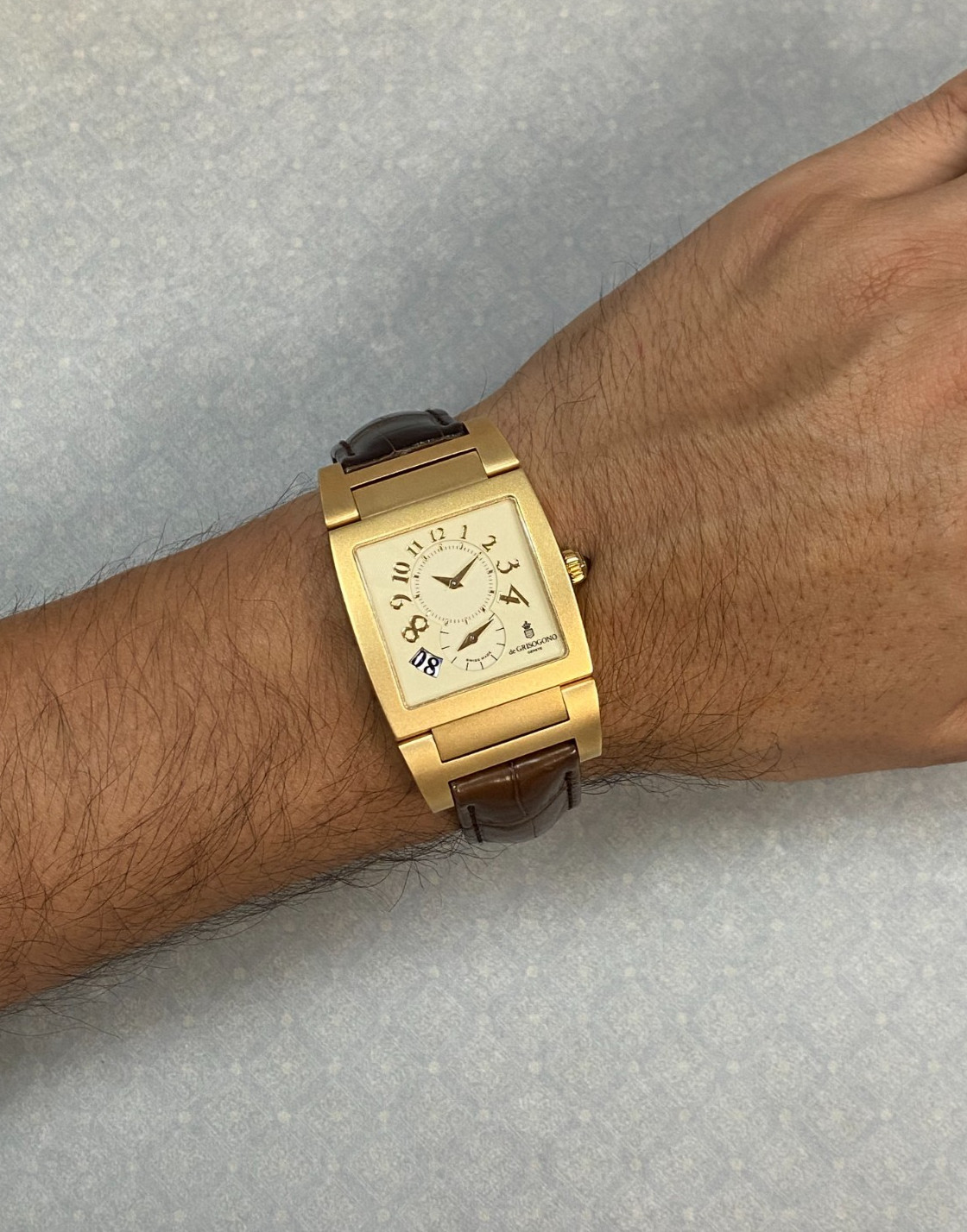 De Grisogono Instrumento Uno 18k Yellow Gold Dual Time Date Mens Watch +Papers