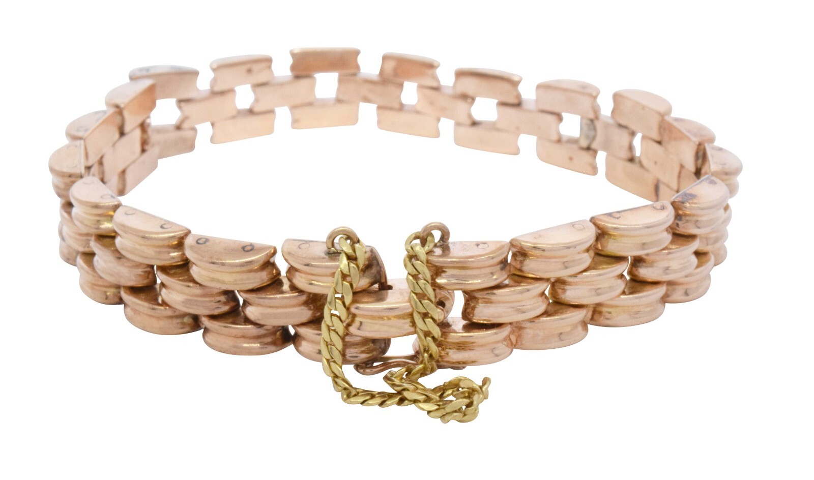 14K Rose Gold Panther Link Style Bracelet 8 inches