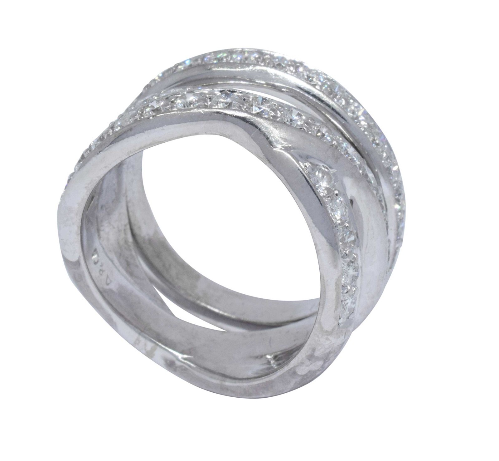 Ladies 18K White Gold Diamond Band 1.20ct  Size 6.25