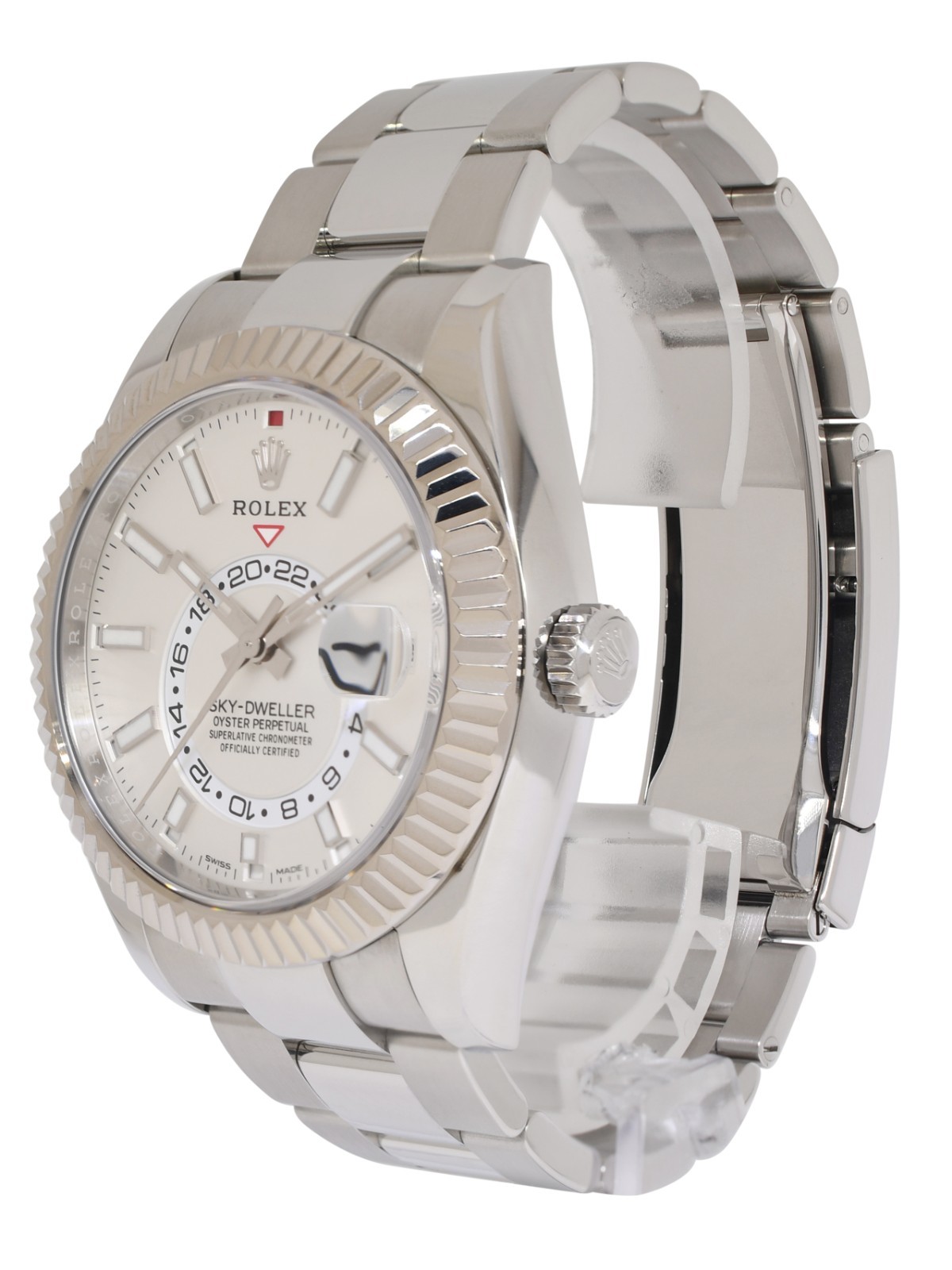 Rolex Sky-Dweller Steel & 18k Gold Bezel White Dial 42mm Watch B/P '22 326934