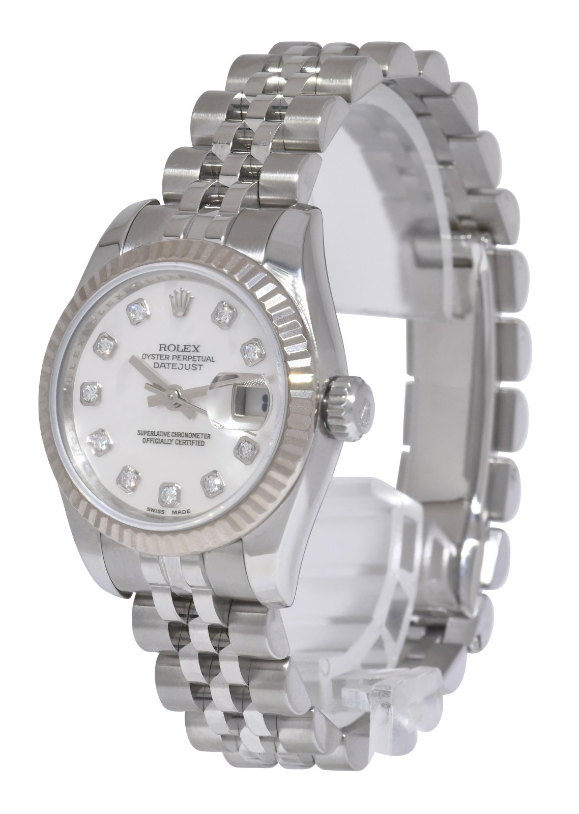 Rolex Datejust Steel/18k Gold Bezel MOP Diamond Dial 26mm Watch Z 179174