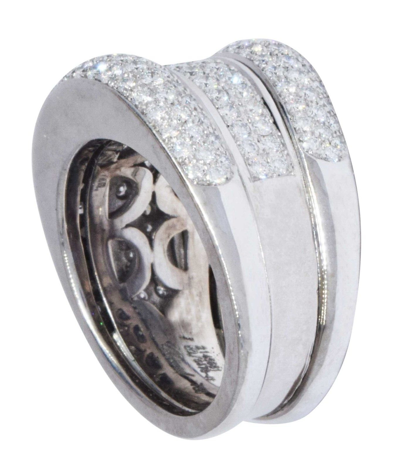 Chopard La Strada 18k White Gold Pave Diamond Ladies Ring Size 7 +Box 82/8478
