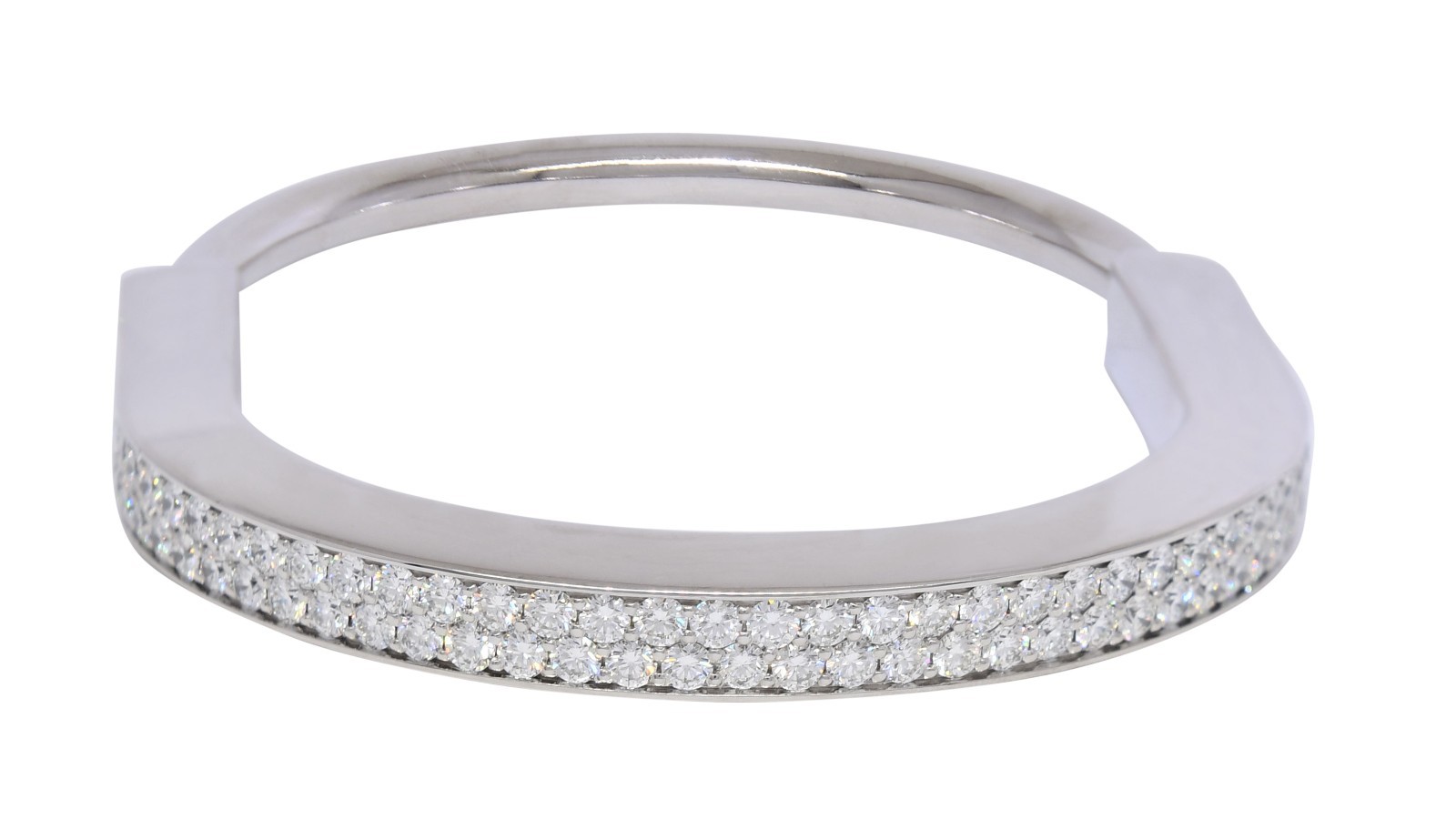 Tiffany & Co. Tiffany Lock Bangle Full Pave Diamond White Gold Bracelet Medium