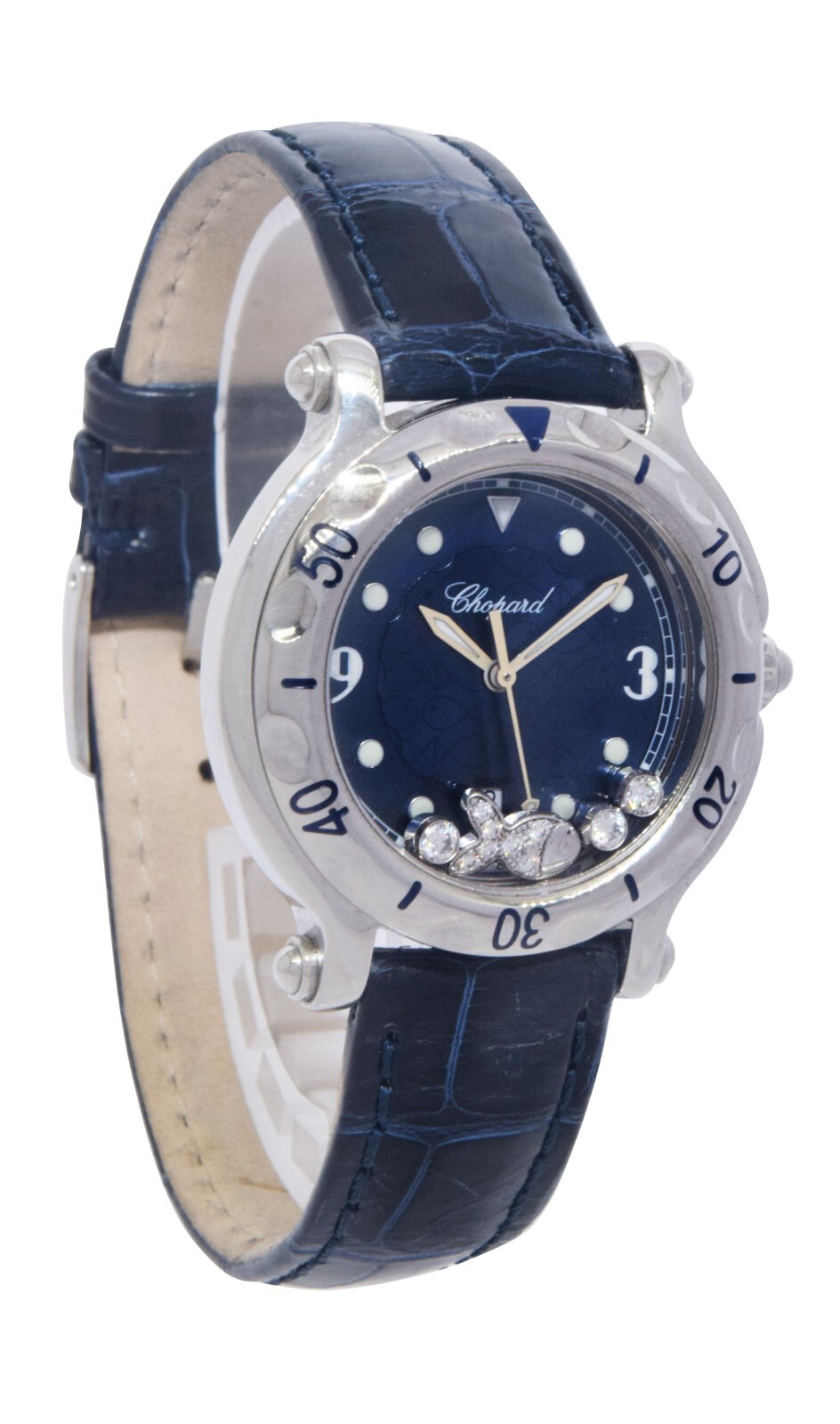 Chopard Happy Sport Fish Steel Blue Dial Ladies 32mm Quartz Watch 27/8921