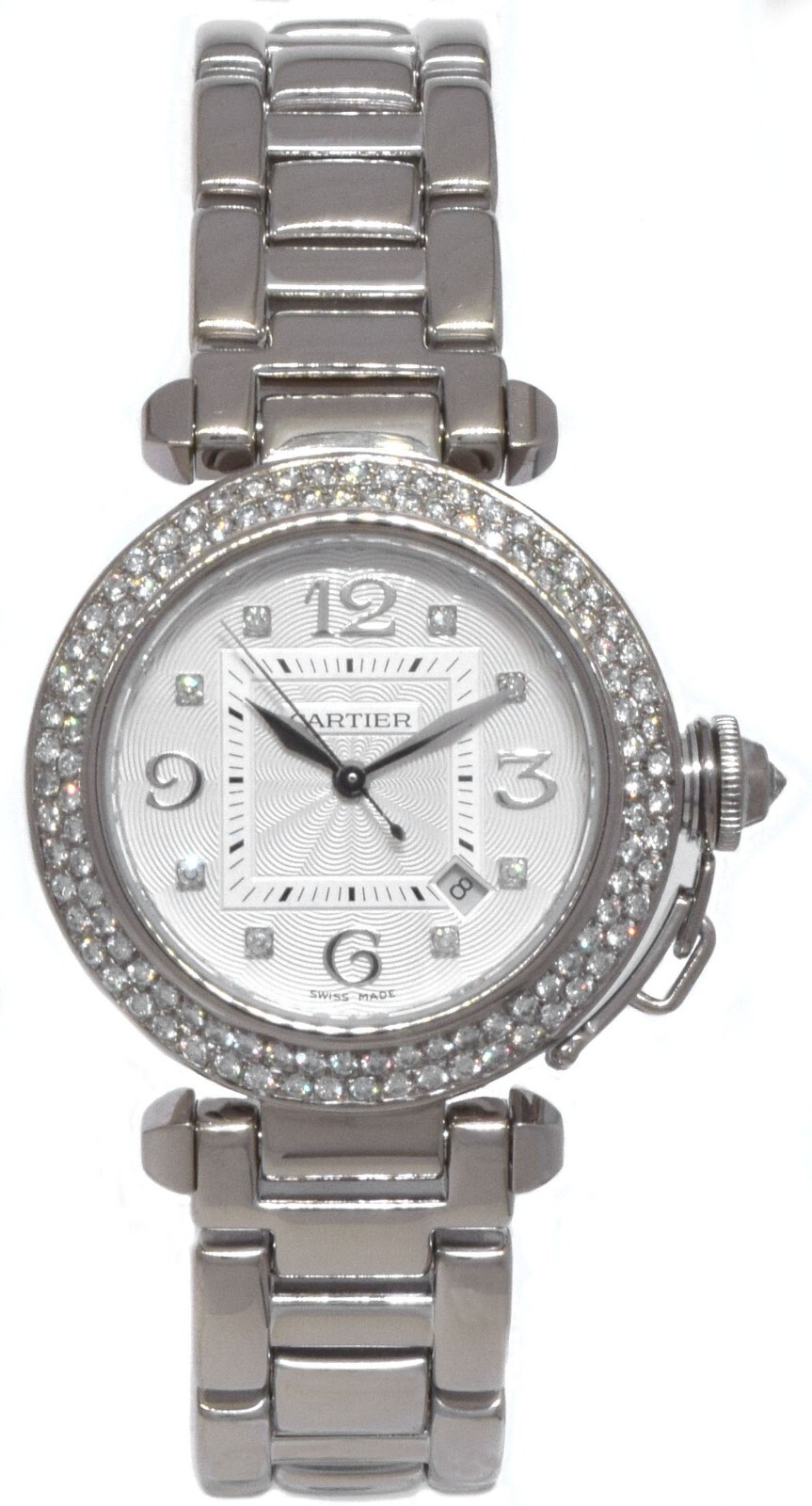 Cartier Pasha 18k White Gold Diamond Dial/Bezel Ladies 32mm Automatic Watch 2398