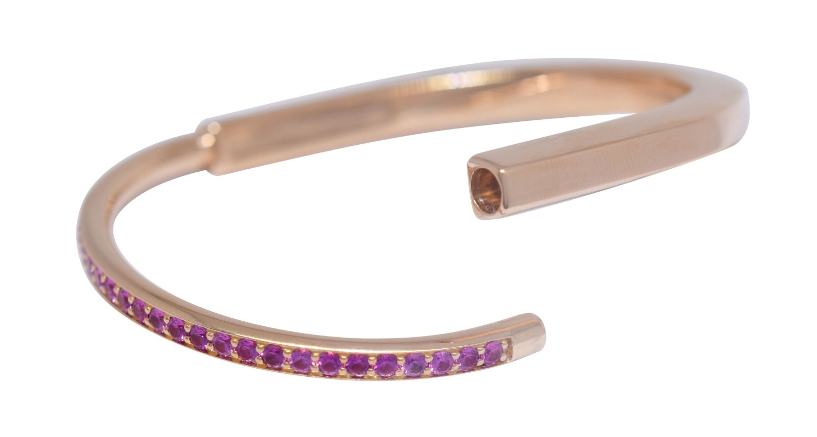 Tiffany & Co. Tiffany Lock Bangle 18k Rose Gold Pink Sapphires Bracelet Medium Tiffany & Co. Tiffany Lock Bangle 18k Rose Gold Pink Sapphires Bracelet Medium