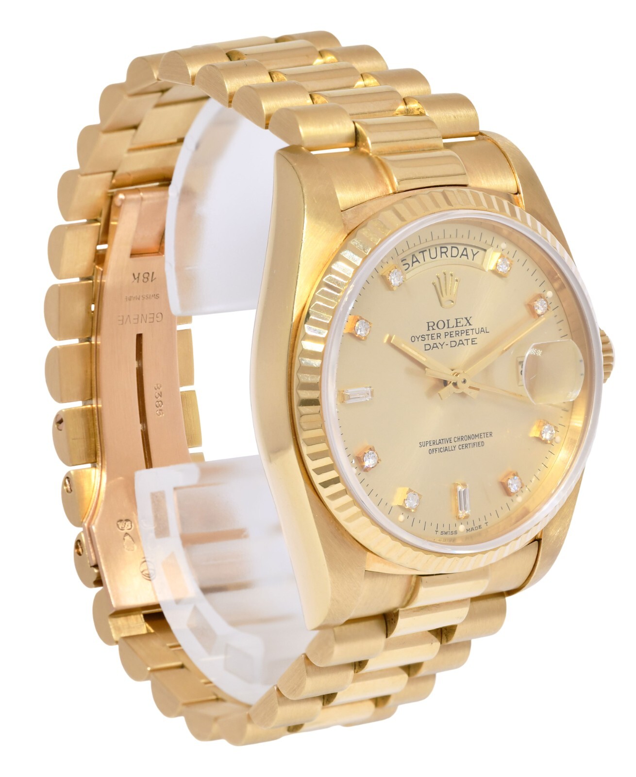 Rolex Day-Date President 18k Yellow Gold Champagne Diamond 36mm Watch '84 18038