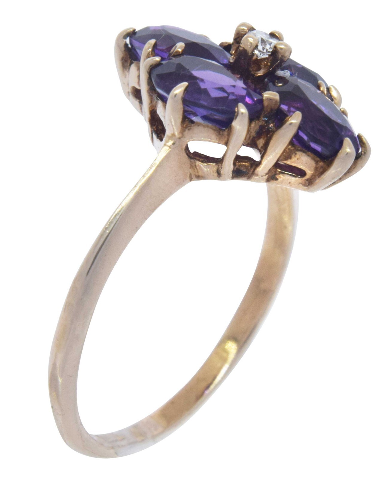 Ladies 14k Yellow Gold Diamond & Amethyst Ring 9.5