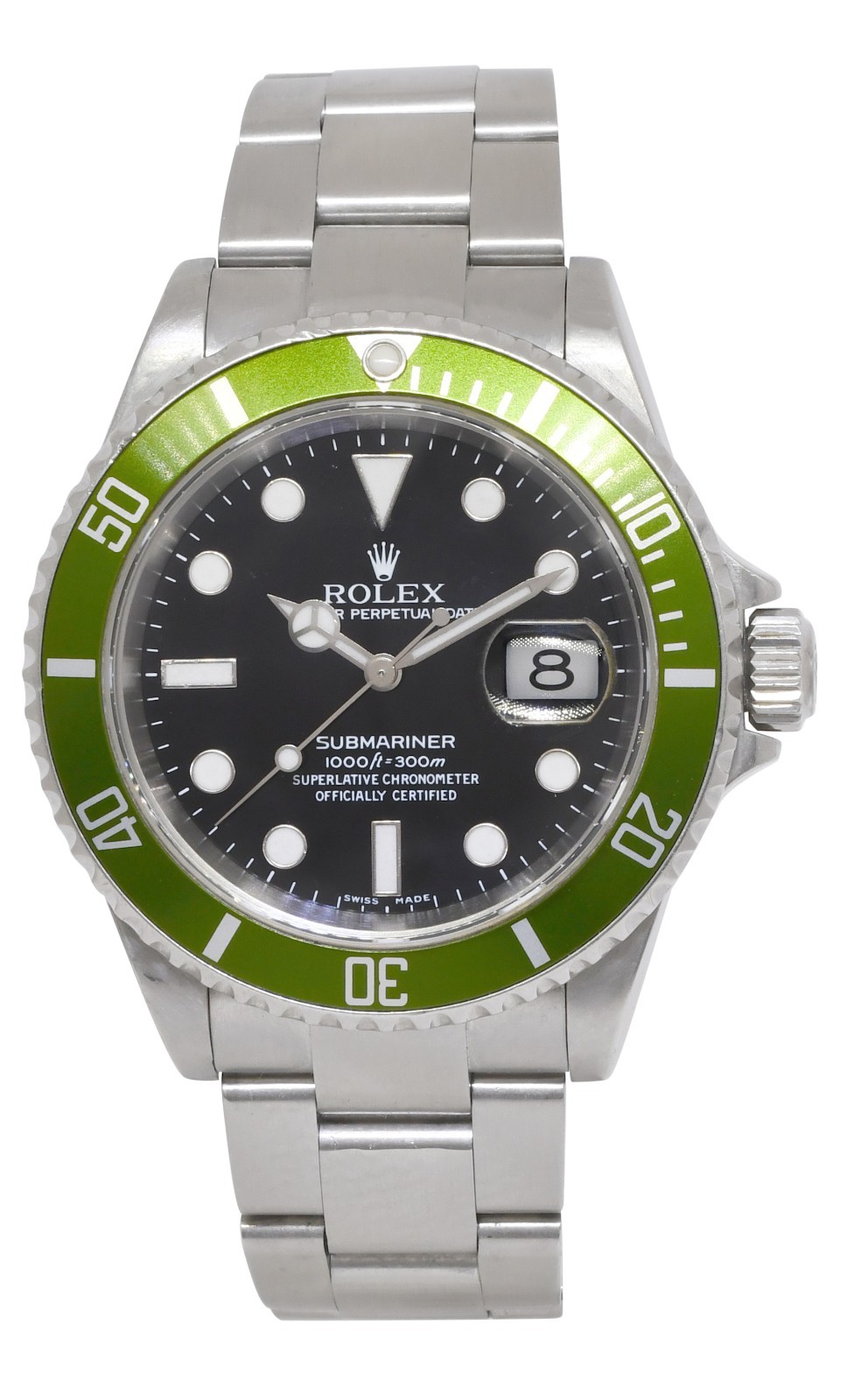 Rolex Submariner Date Kermit Green Bezel Steel Mens Automatic Watch F 16610