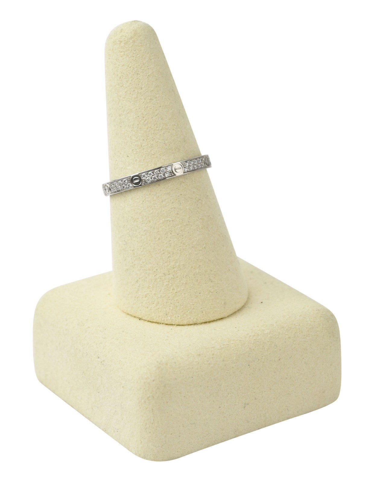 Cartier Love Ring Pave Diamond 18k White Gold Mini Band Size 59 B/P '24 B4218259 Cartier Love Ring Pave Diamond 18k White Gold Mini Band Size 59 B/P '24 B4218259