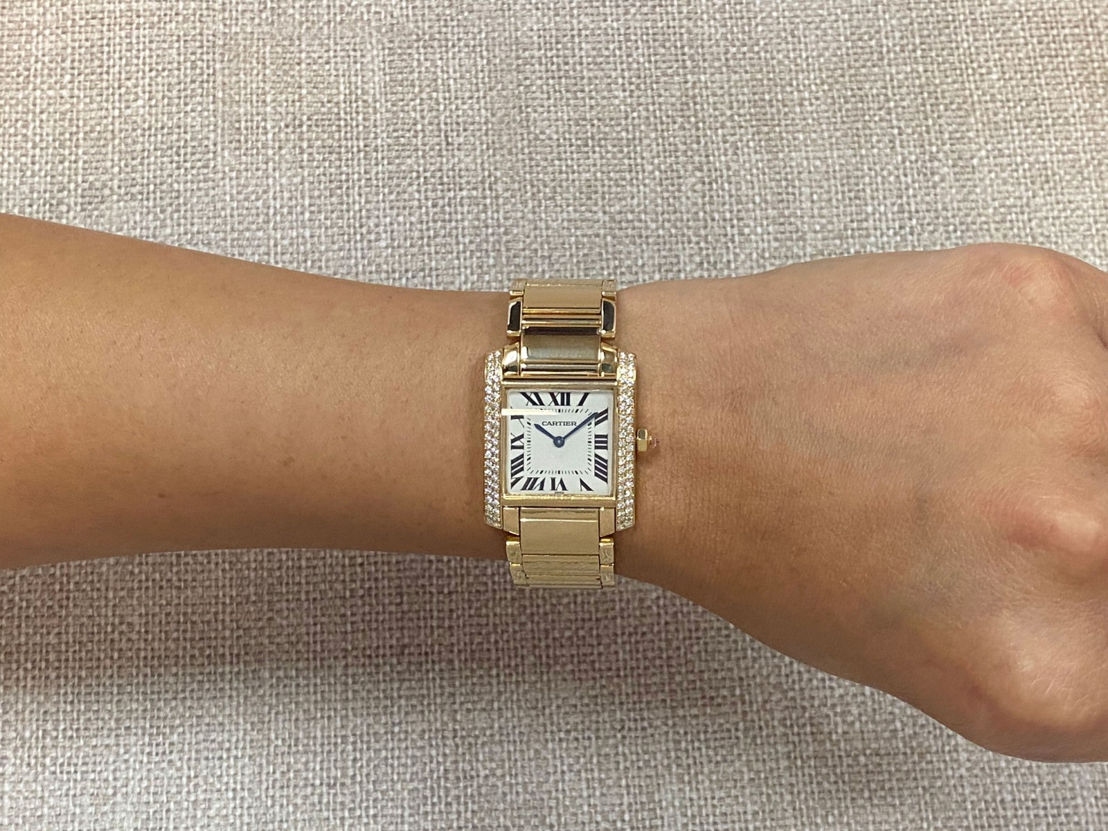 Cartier Tank Francaise Medium 18k Yellow Gold Diamond Ladies Watch WE100851 1821