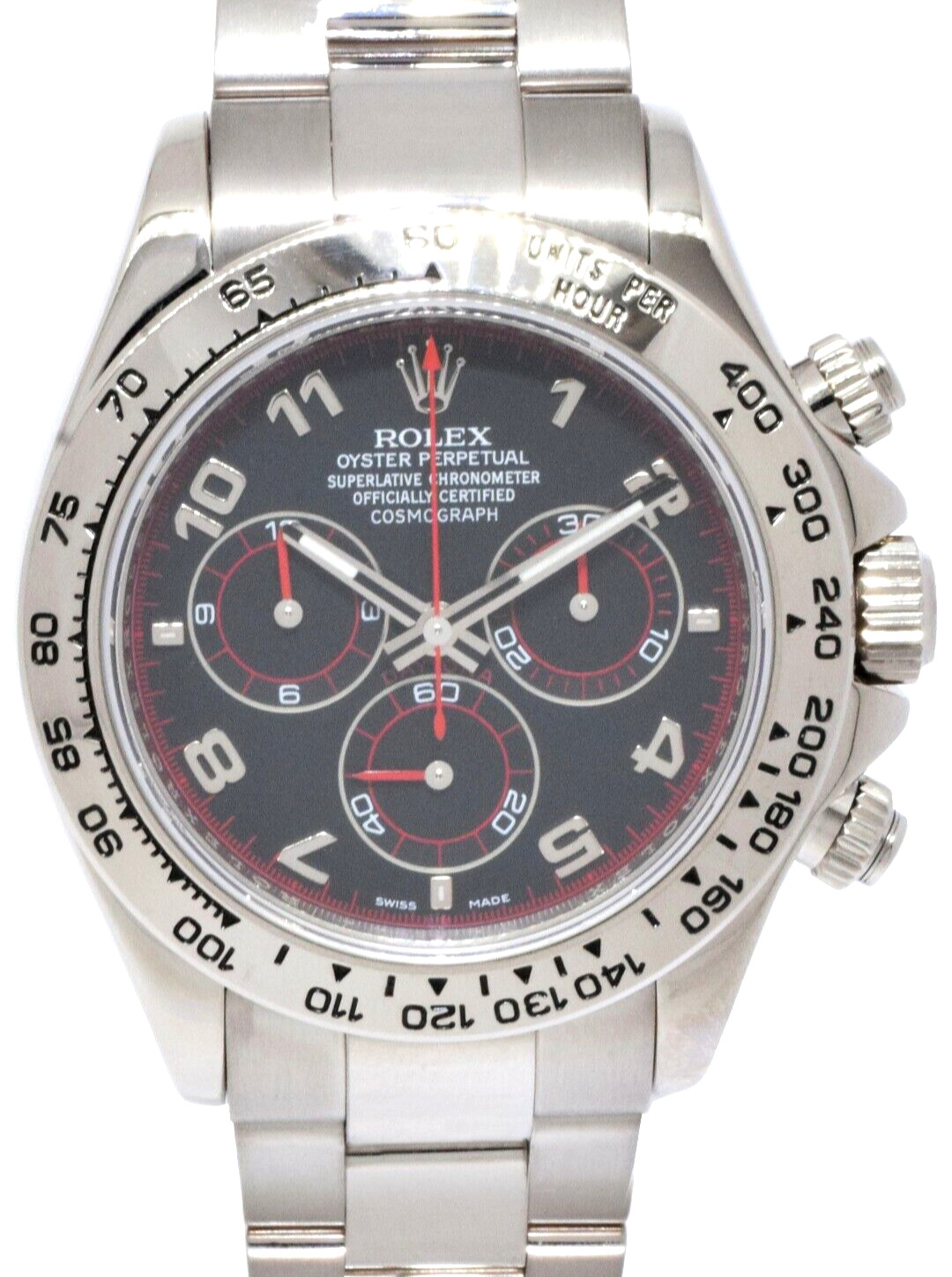 Rolex Daytona Chronograph 18k White Gold Black Dial Watch Z 116509
