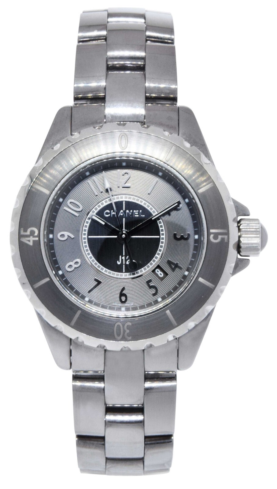 Chanel J12 Ladies 33mm Ceramic Chromatic Titanium Watch Box/Papers H2978