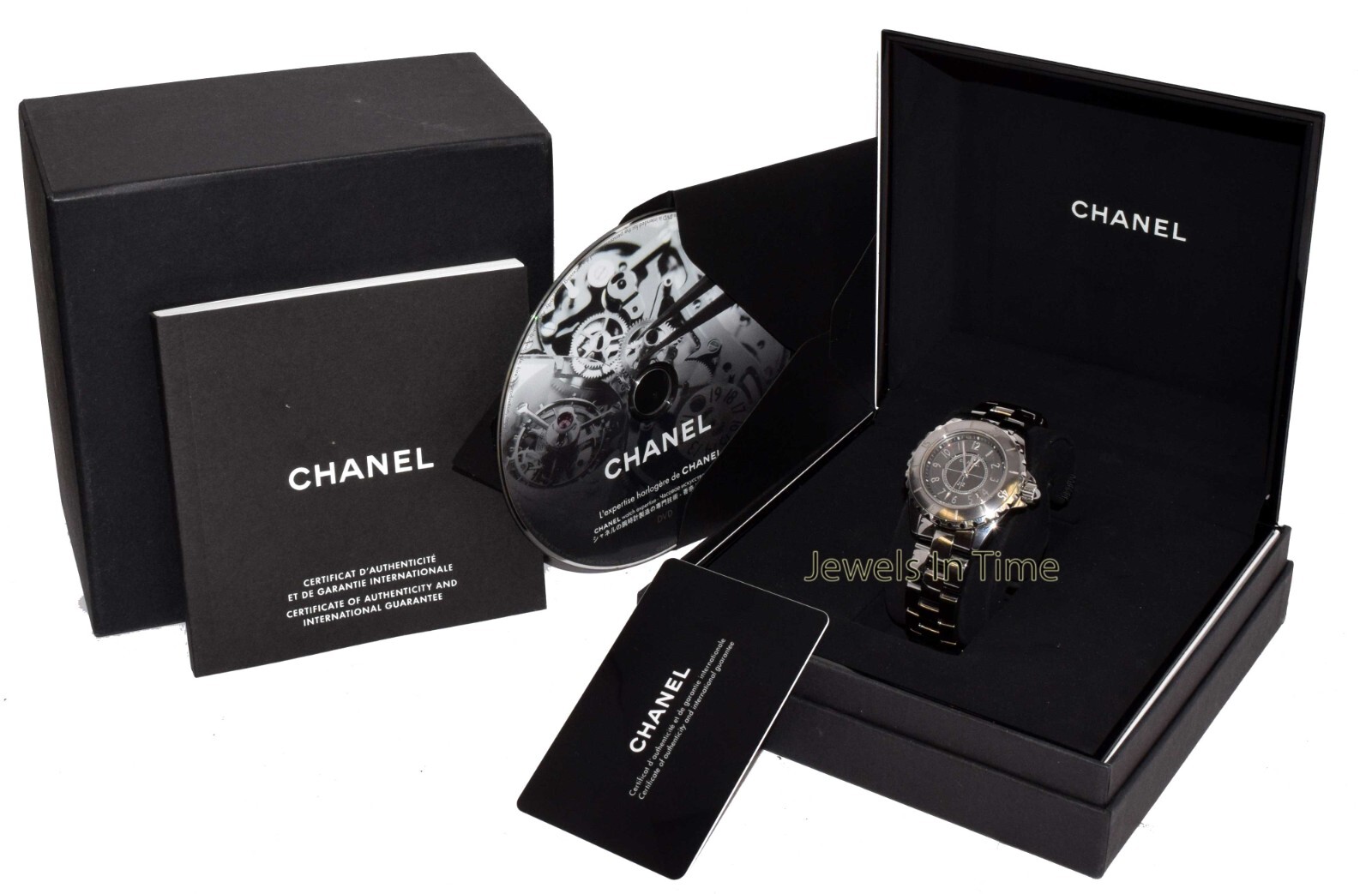 Chanel J12 Ladies 33mm Ceramic Chromatic Titanium Watch Box/Papers H2978