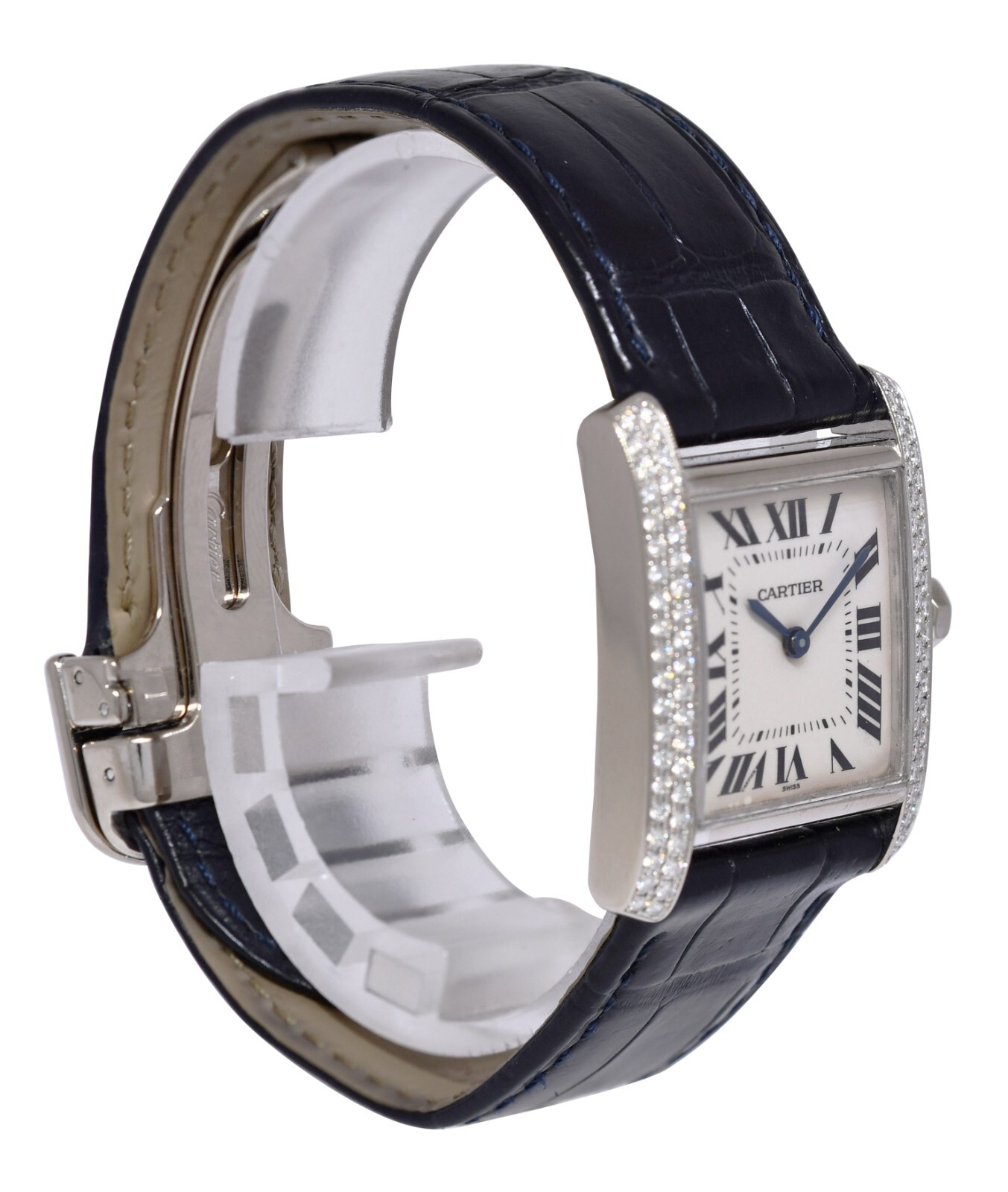 Cartier Tank Francaise Medium 18k White Gold Diamond Ladies Watch 2404 WE100951