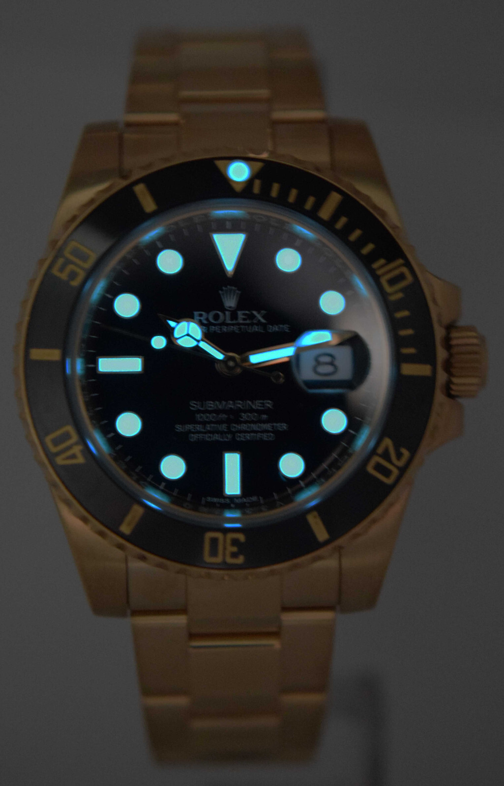 Rolex Submariner Date 18k Yellow Gold Black Ceramic 40mm Watch B/P '19 116618