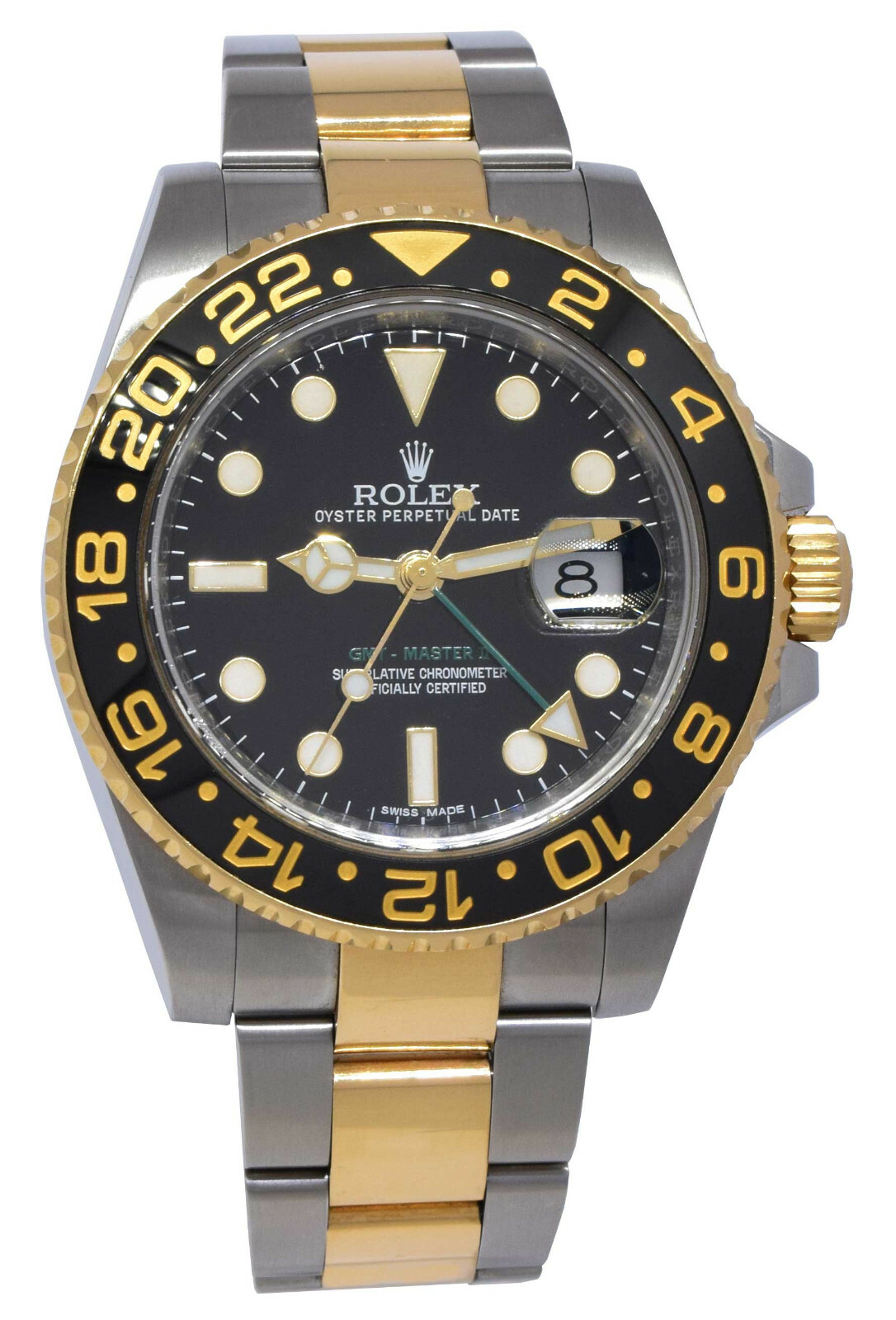 Rolex GMT-Master II 18k YG & Steel Black Ceramic Mens 40mm Watch B/P M 116713