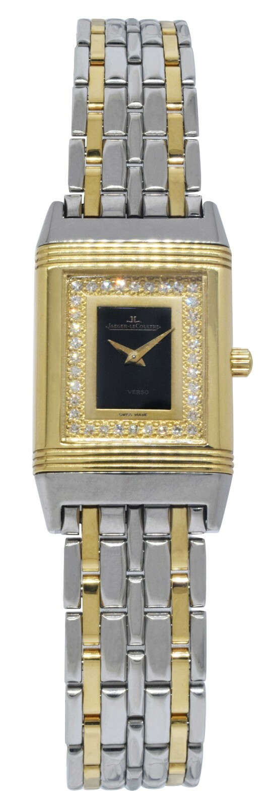 Jaeger LeCoultre Reverso 18k Yellow Gold/Steel Diamond Ladies Watch 260.5.08