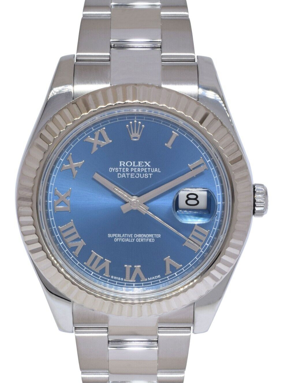 Rolex Datejust II Steel & 18k White Gold Bezel Blue Dial Mens 41mm Watch 116334 Rolex Datejust II Steel & 18k White Gold Bezel Blue Dial Mens 41mm Watch 116334