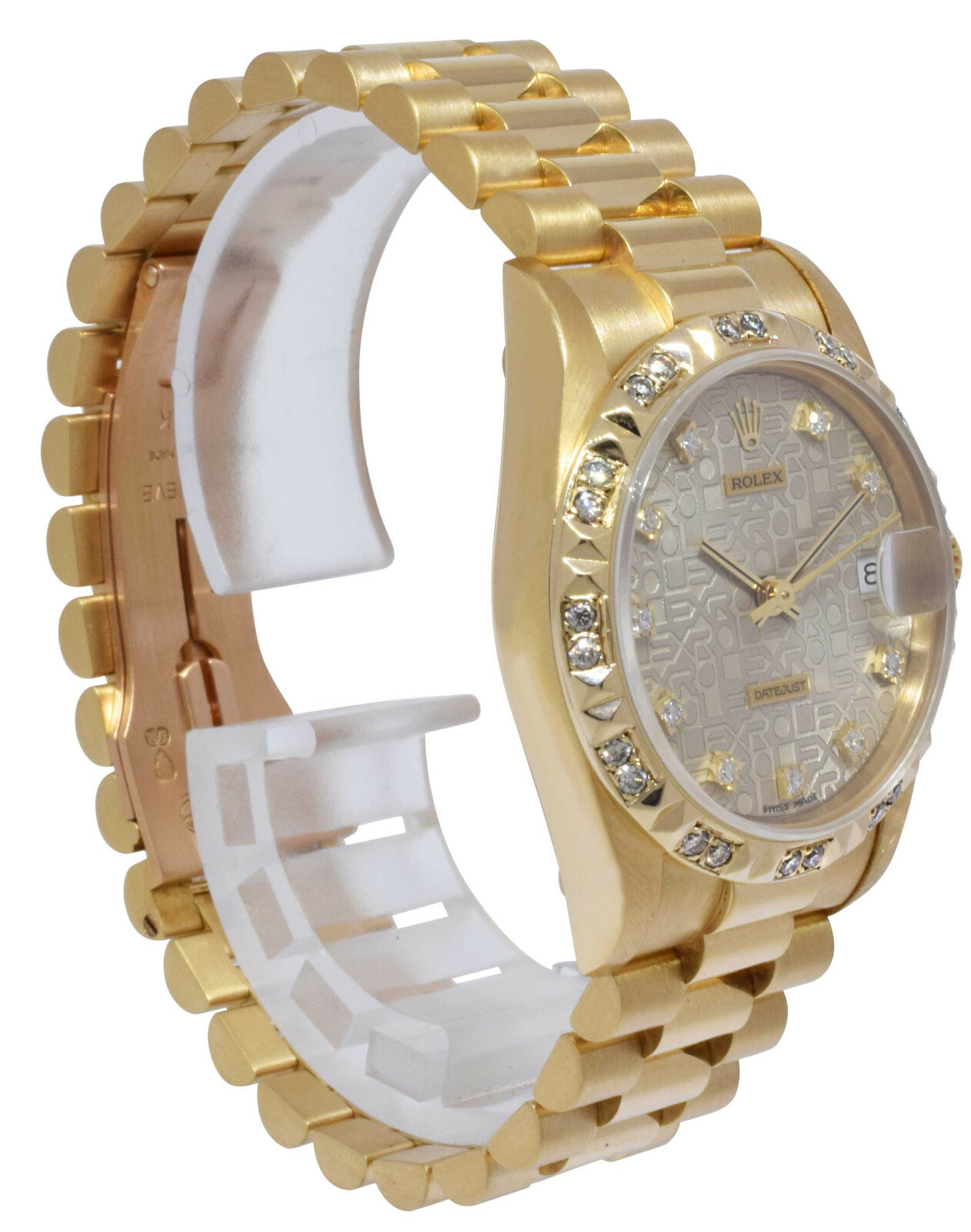 Rolex Datejust President 18k Yellow Gold Jubilee Diamond D/B Ladies 31mm 68278