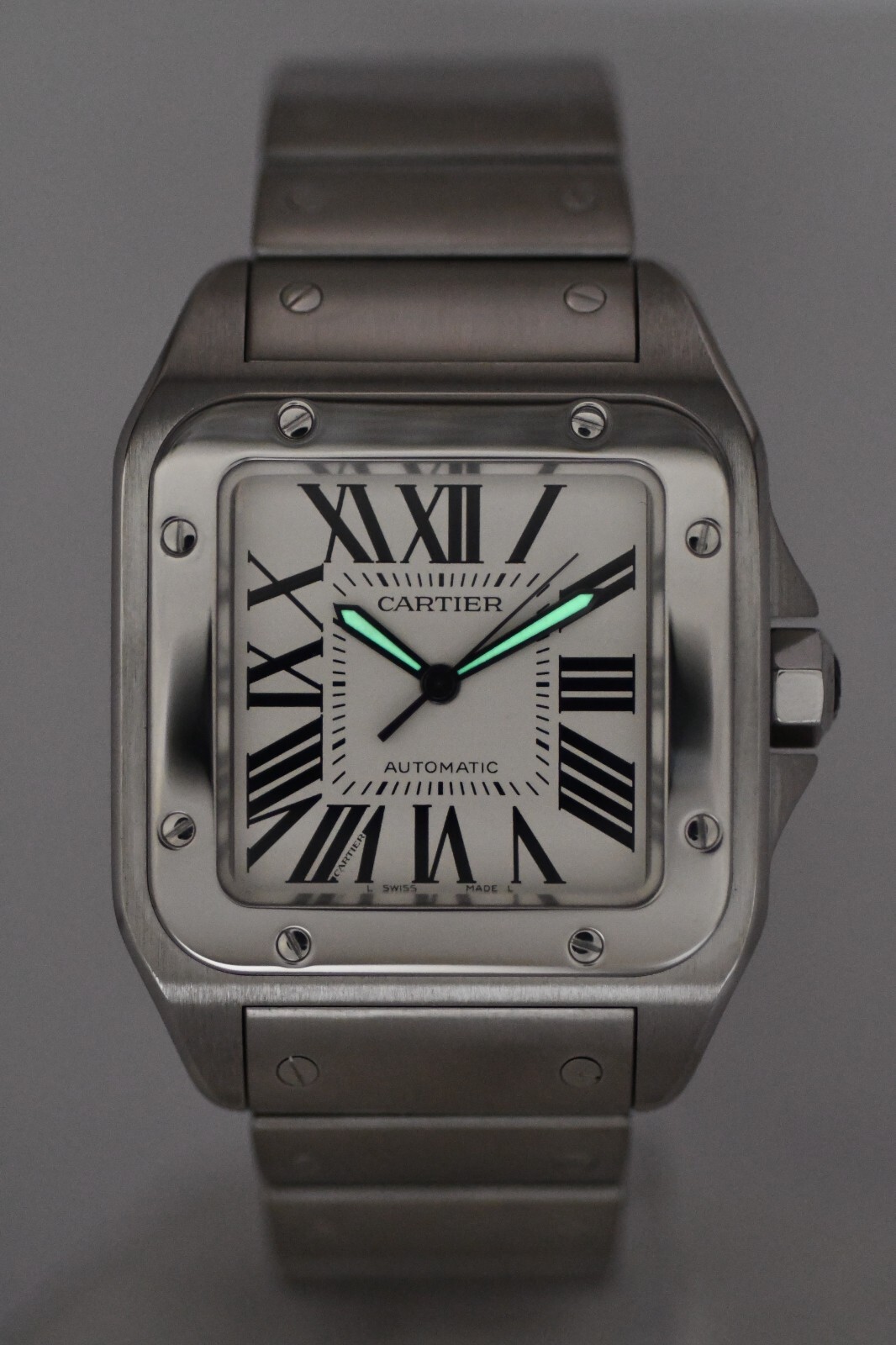 Cartier Santos 100 Large Steel Silver Dial Mens Automatic Watch W200737G 2656