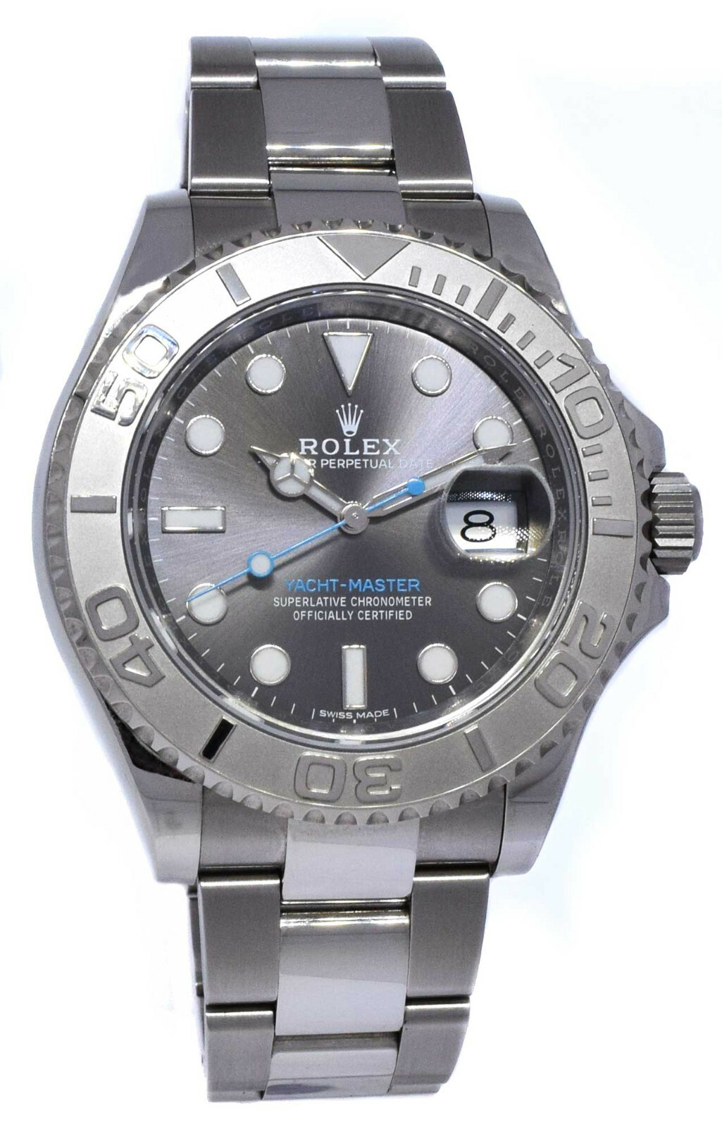 Rolex Yacht-Master 40 Steel & Platinum Rhodium Dial Mens Watch 116622