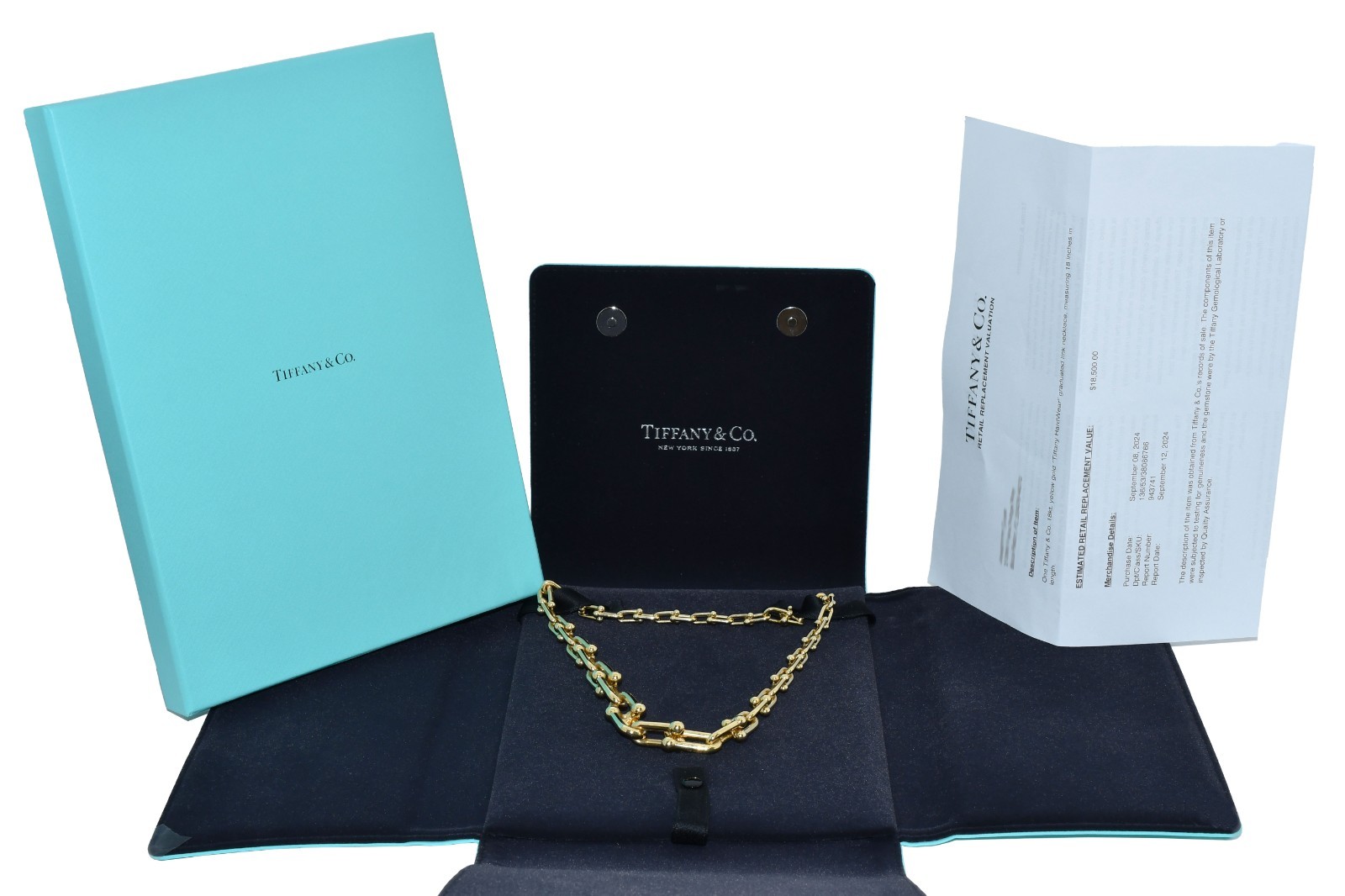 Tiffany & Co. HardWear 18k Yellow Gold Graduated Link Necklace Box 60153063