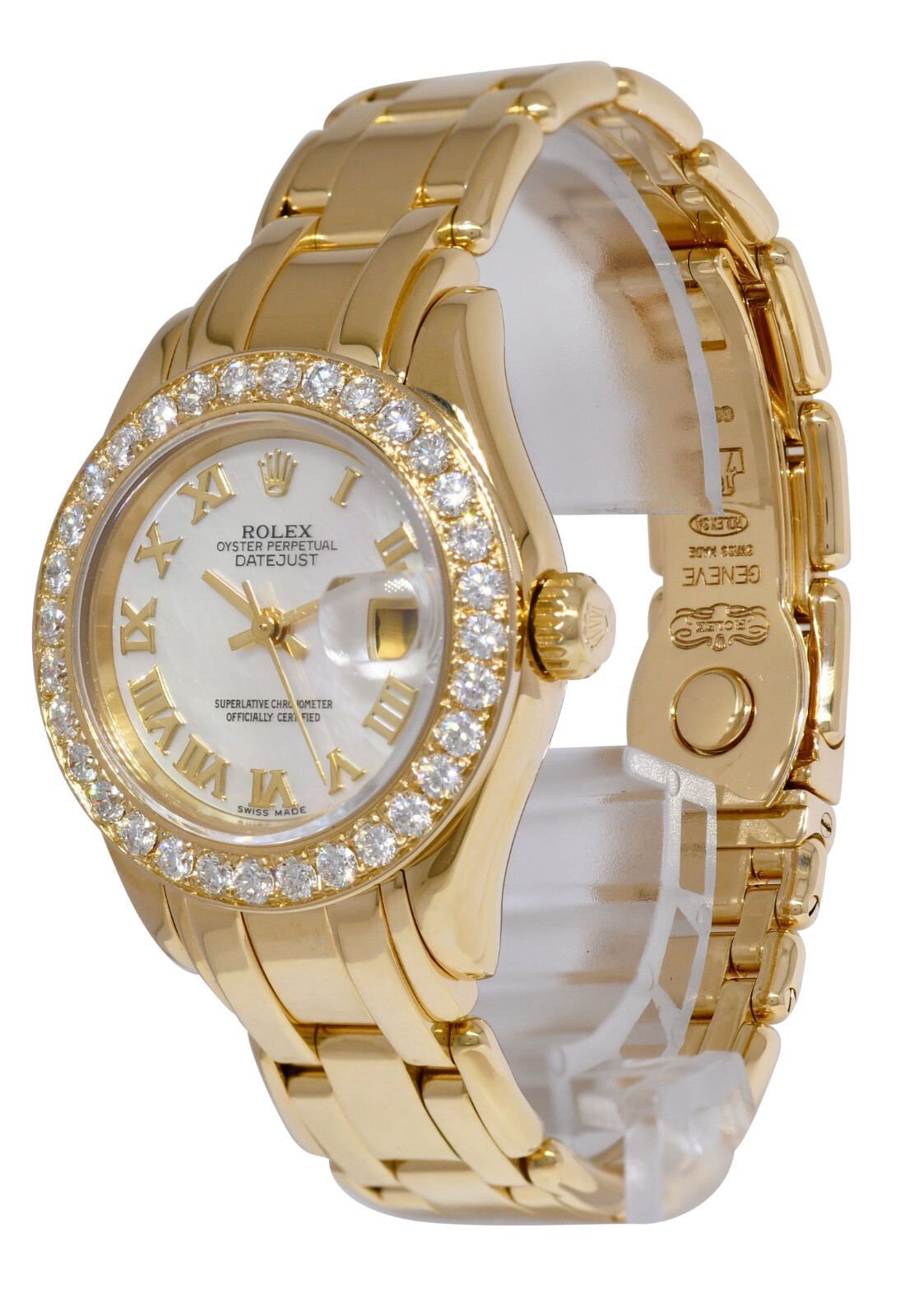 Rolex Datejust Pearlmaster 18k Yellow Gold MOP Diamond Ladies 29mm Watch W 69328