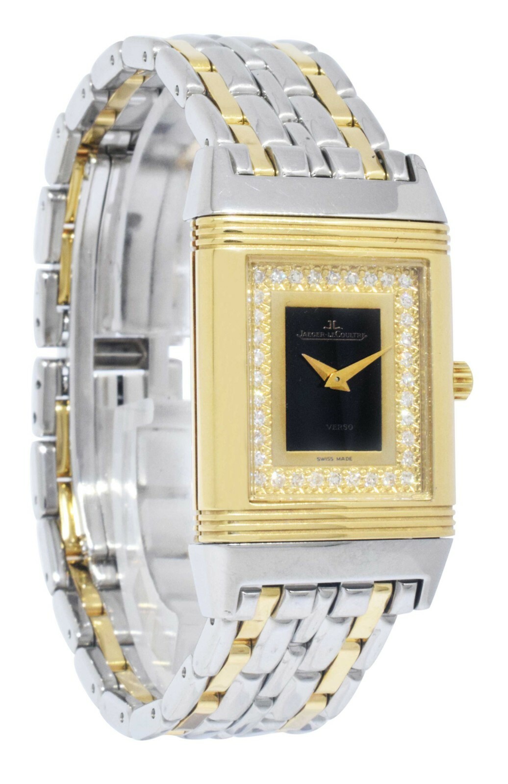 Jaeger LeCoultre Reverso 18k Yellow Gold/Steel Diamond Ladies Watch 260.5.08