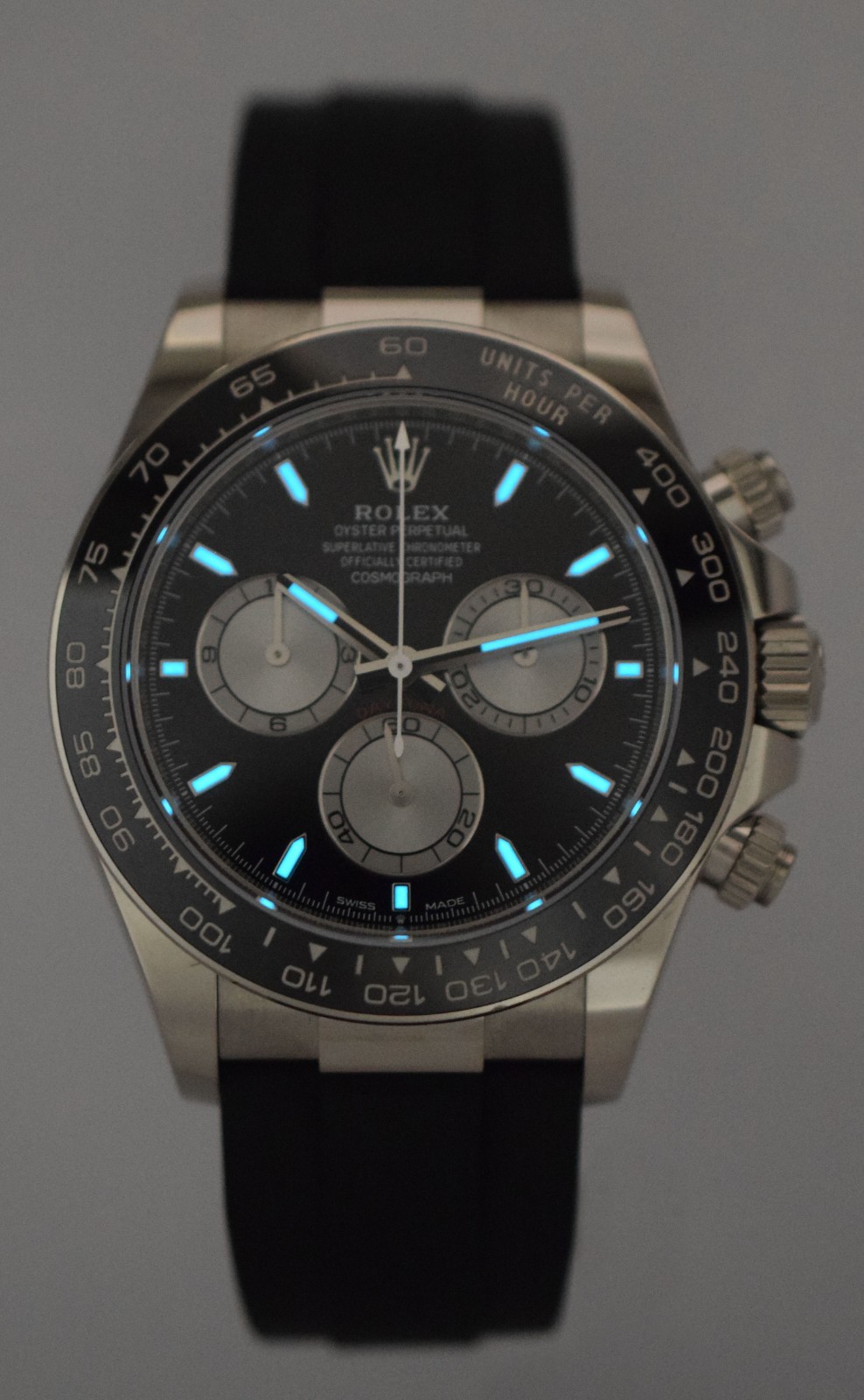 NEW Rolex Daytona 18k Whie Gold Black Dial Oysterflex 40mm Watch B/P '25 126519
