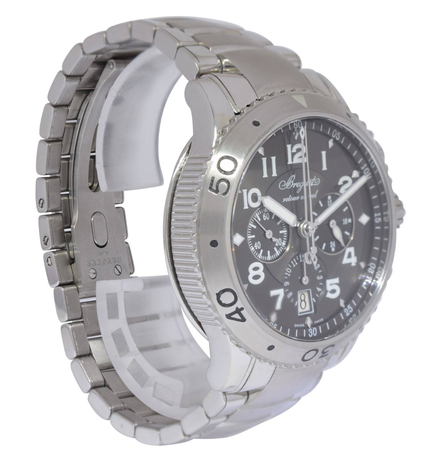 Breguet Type XXI Transatlantique Flyback Chronograph Steel Mens 43mm Watch 3810