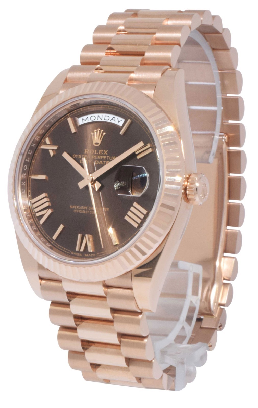 Rolex Day-Date 40 18k Everose Gold Chocolate Roman Mens Watch B/P '17 228235
