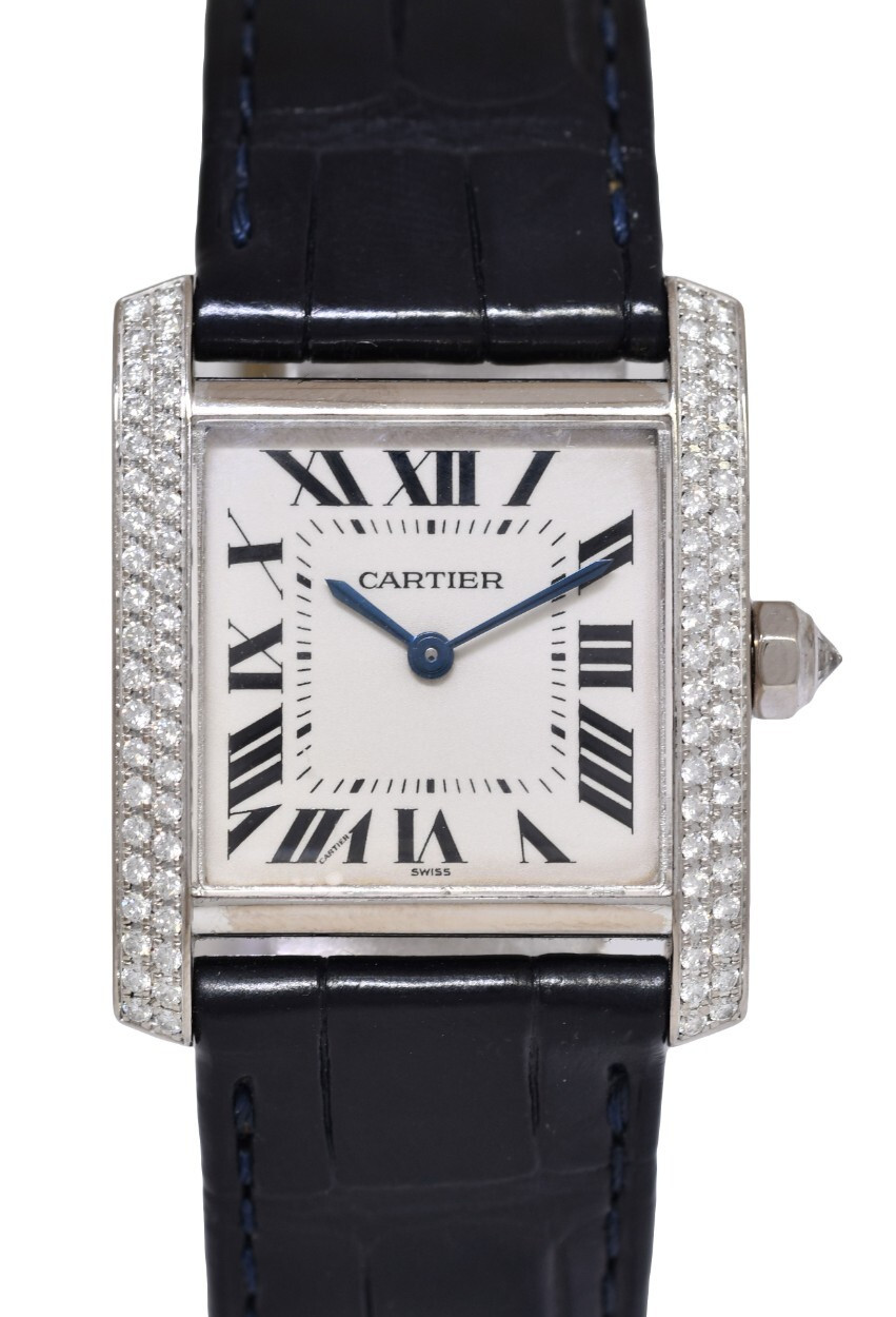 Cartier Tank Francaise Medium 18k White Gold Diamond Ladies Watch 2404 WE100951