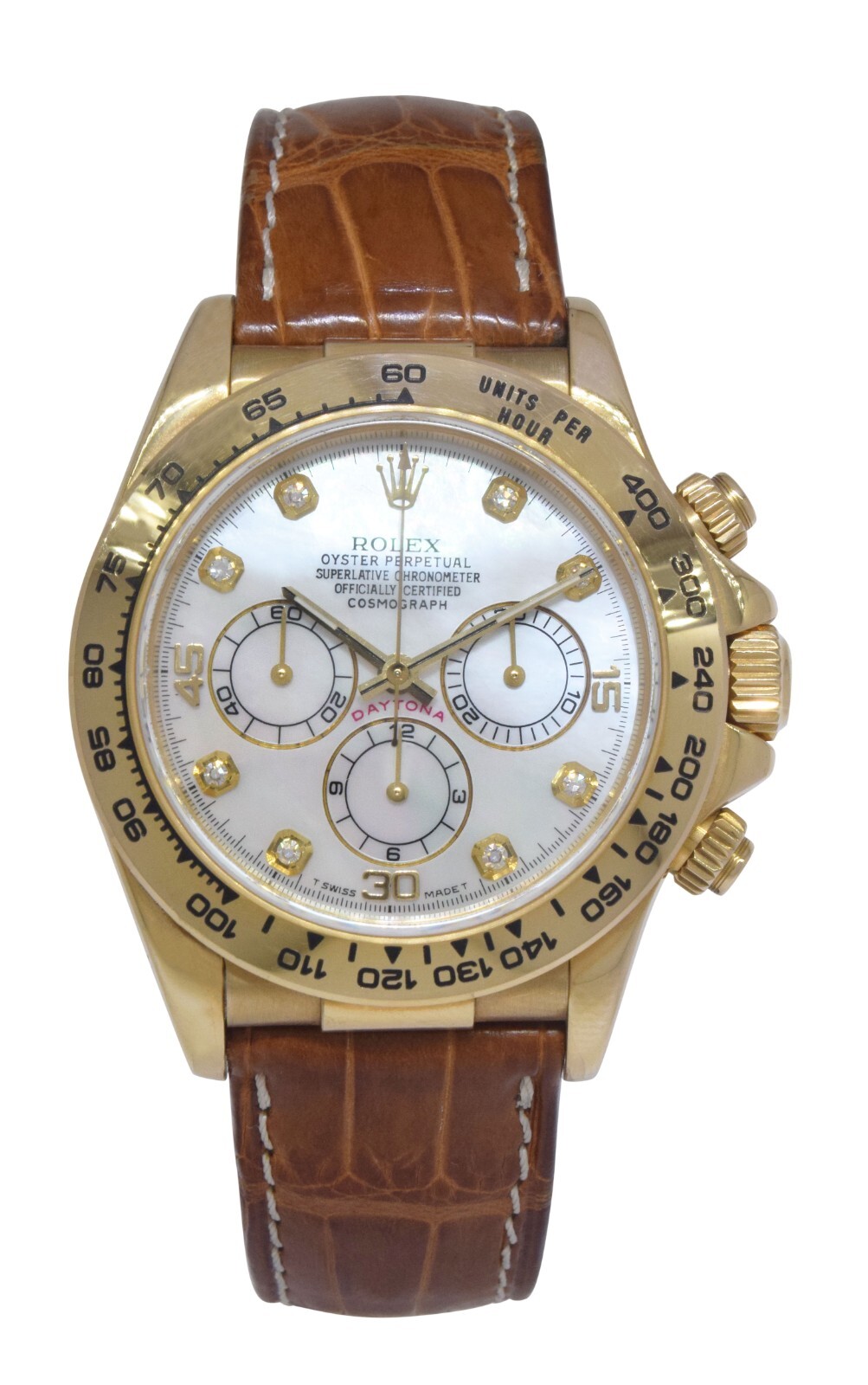 Rolex Daytona Chronograph 18k Yellow Gold MOP Diamond Mens 40mm Watch U 16518