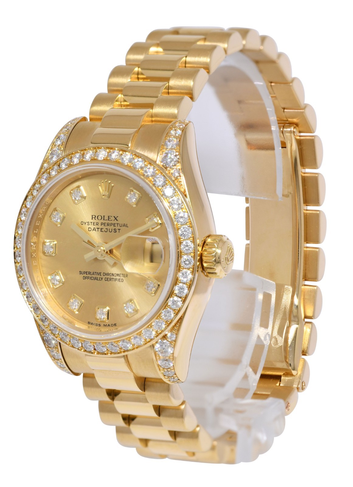 Rolex Datejust President 18k Yellow Gold Champagne Diamond 26mm Watch Z 179158