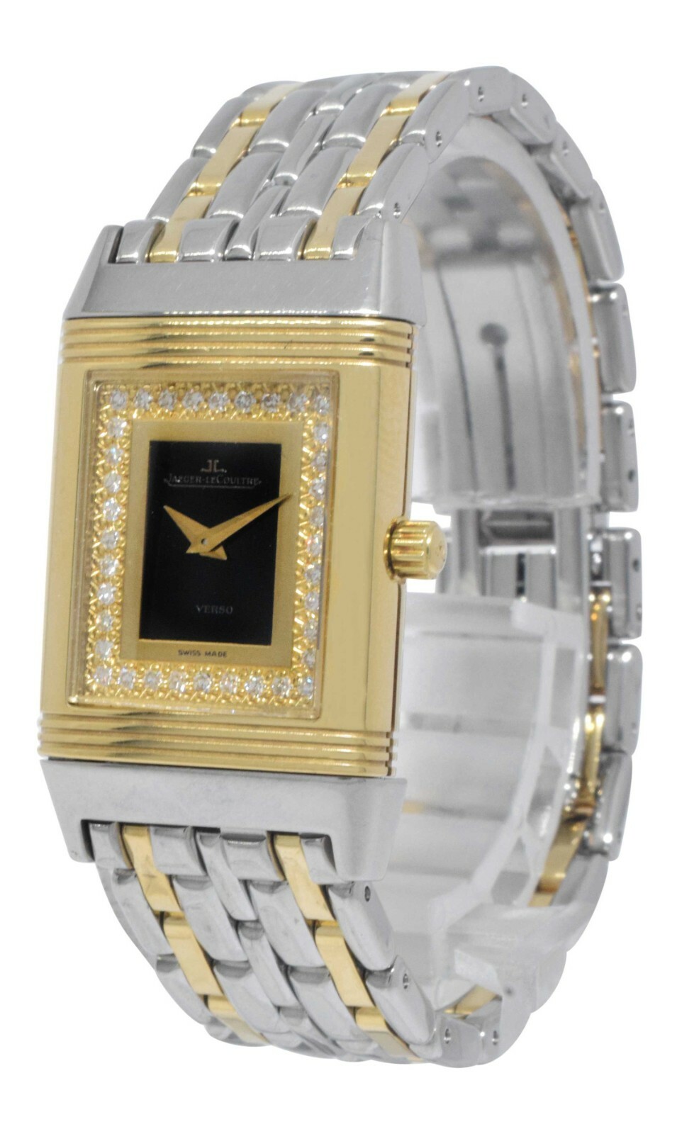 Jaeger LeCoultre Reverso 18k Yellow Gold/Steel Diamond Ladies Watch 260.5.08