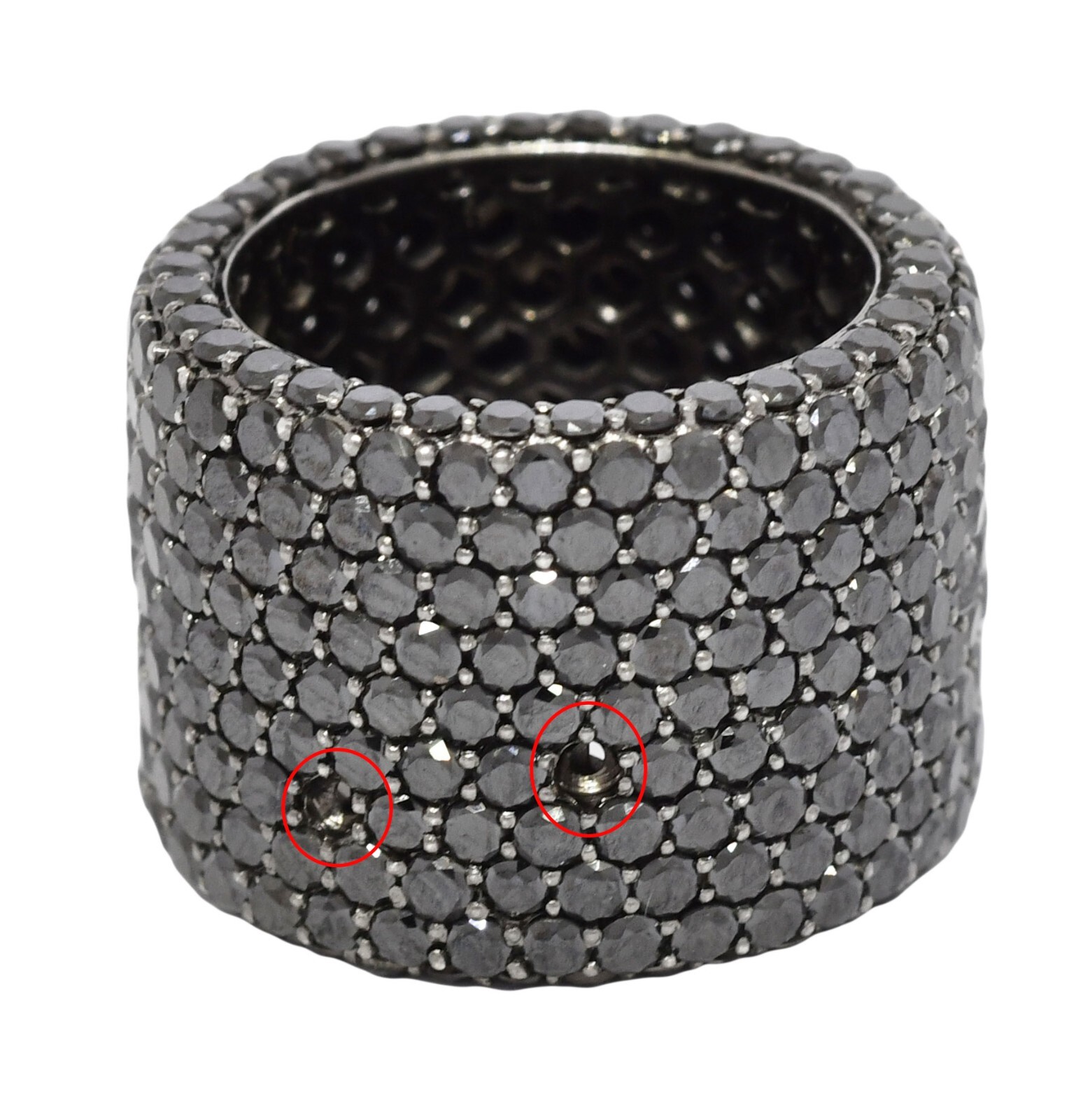 11.00 Carat Black Diamond in 14k White Gold Ring Size 4.5
